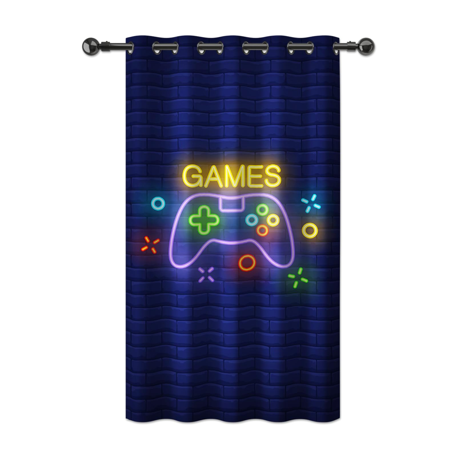 YONGFOTO Tenda Gamer Cameretta Ragazzo videogiochi Fluorescenza Gamepad Controller Oscuranti Cortina Gaming per Camera Bambini con Occhielli 1 Pannello 168 x 229 cm