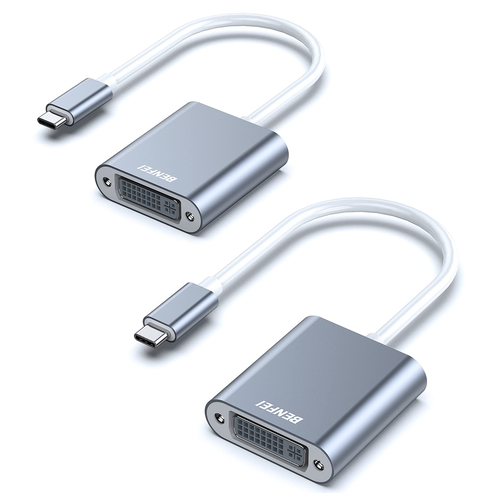 BENFEI adattatore da USB C a DVI, 2 Confezioni Adattatore USB Tipo C a DVI-D [Compatibile Thunderbolt 3/4] convertitore per iPhone 15 Pro/Max MacBook Pro/Air 2023 iPad Pro iMac S23 XPS 17 e altro