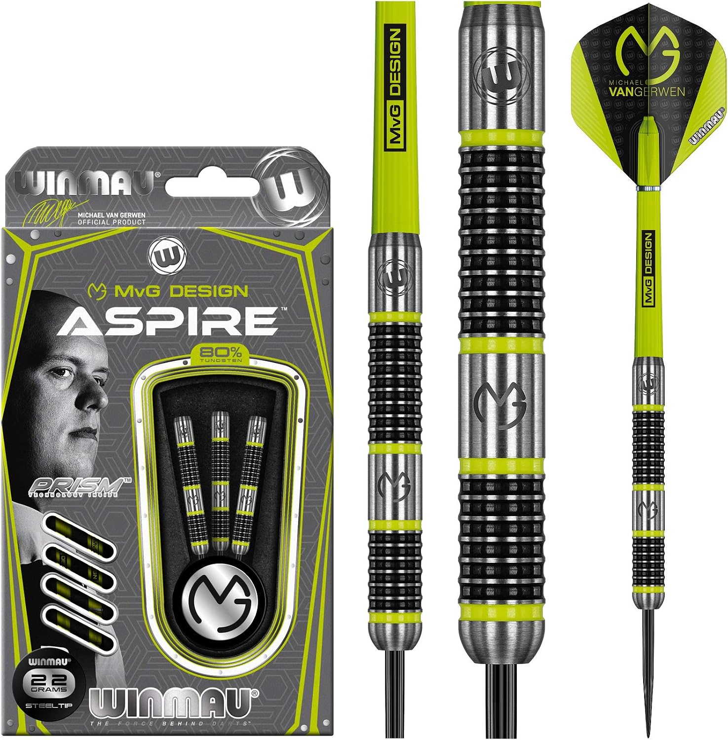 WINMAU Michael Van Gerwen MvG Aspire - Set Freccette Tungsteno | Velz