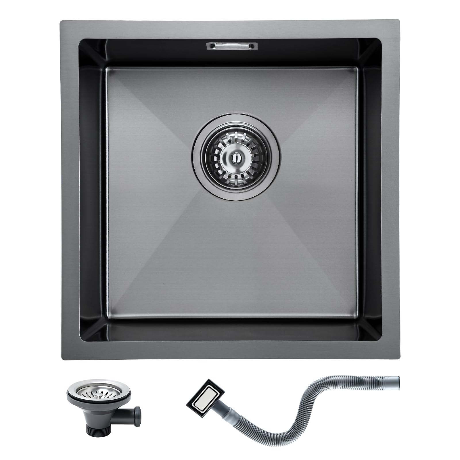 Keokbon Lavello Cucina Acciaio Inox 40x40cm, Nero Antracite