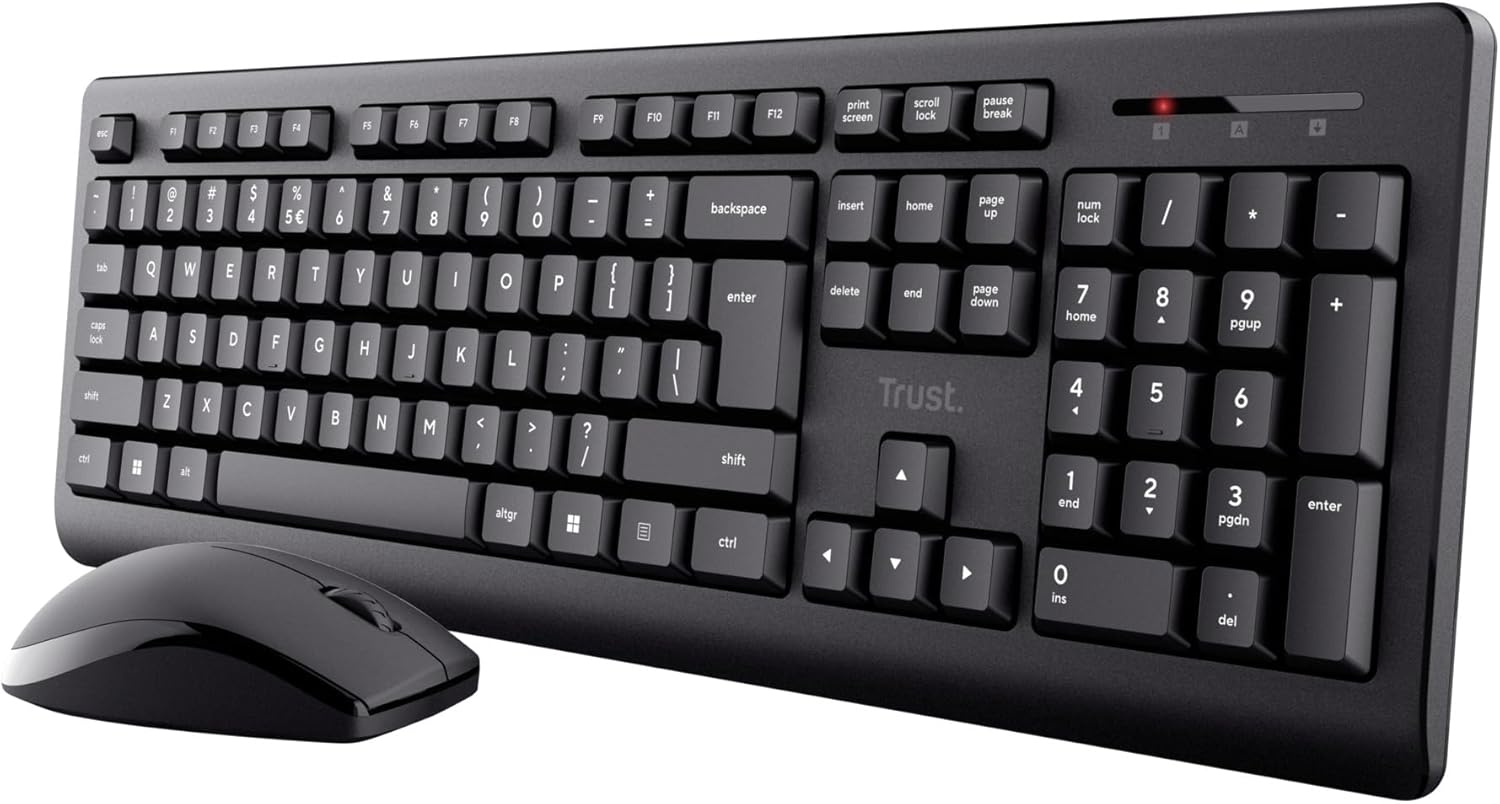 Trust Primo - Set Tastiera e Mouse Wireless QWERTY, Nero - immagine 1