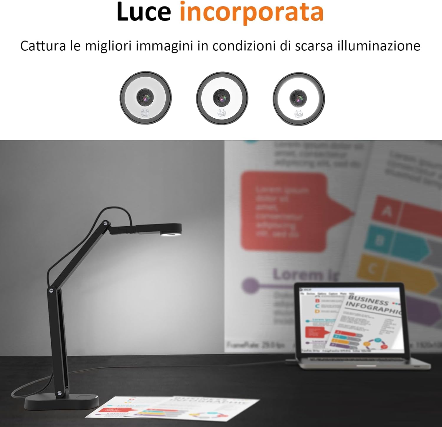 Gawervan 8MP Telecamera per Documenti USB - immagine 5