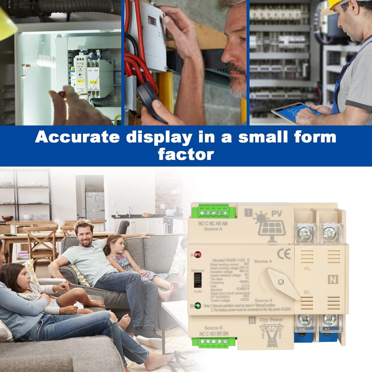 Dewin Interruttore di Trasferimento Automatico ATS 2P 100A - immagine 4