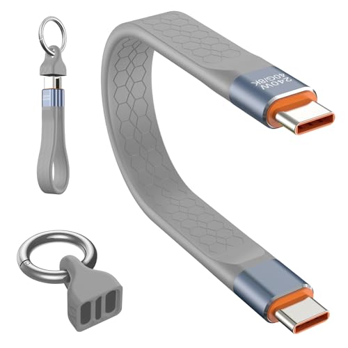 Cavo USB C Corto 13cm, Ricarica Rapida, Grigio