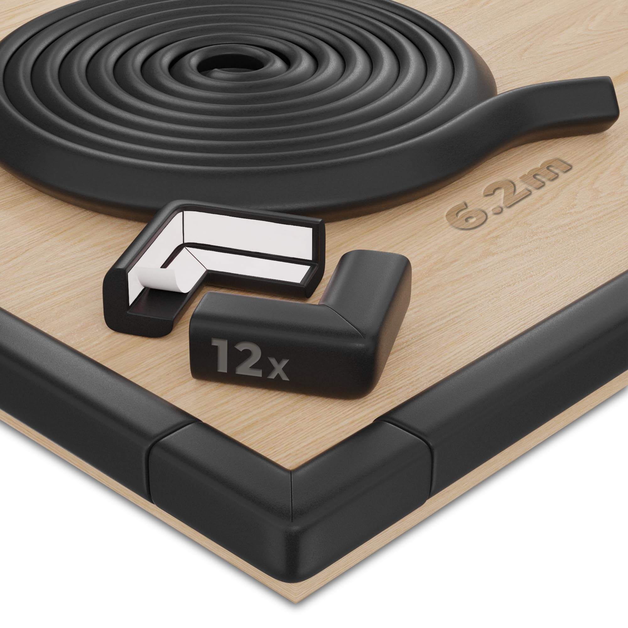 Hoffenbach Paracolpi in Schiuma 6,2m e 12 Copriangoli, Nero