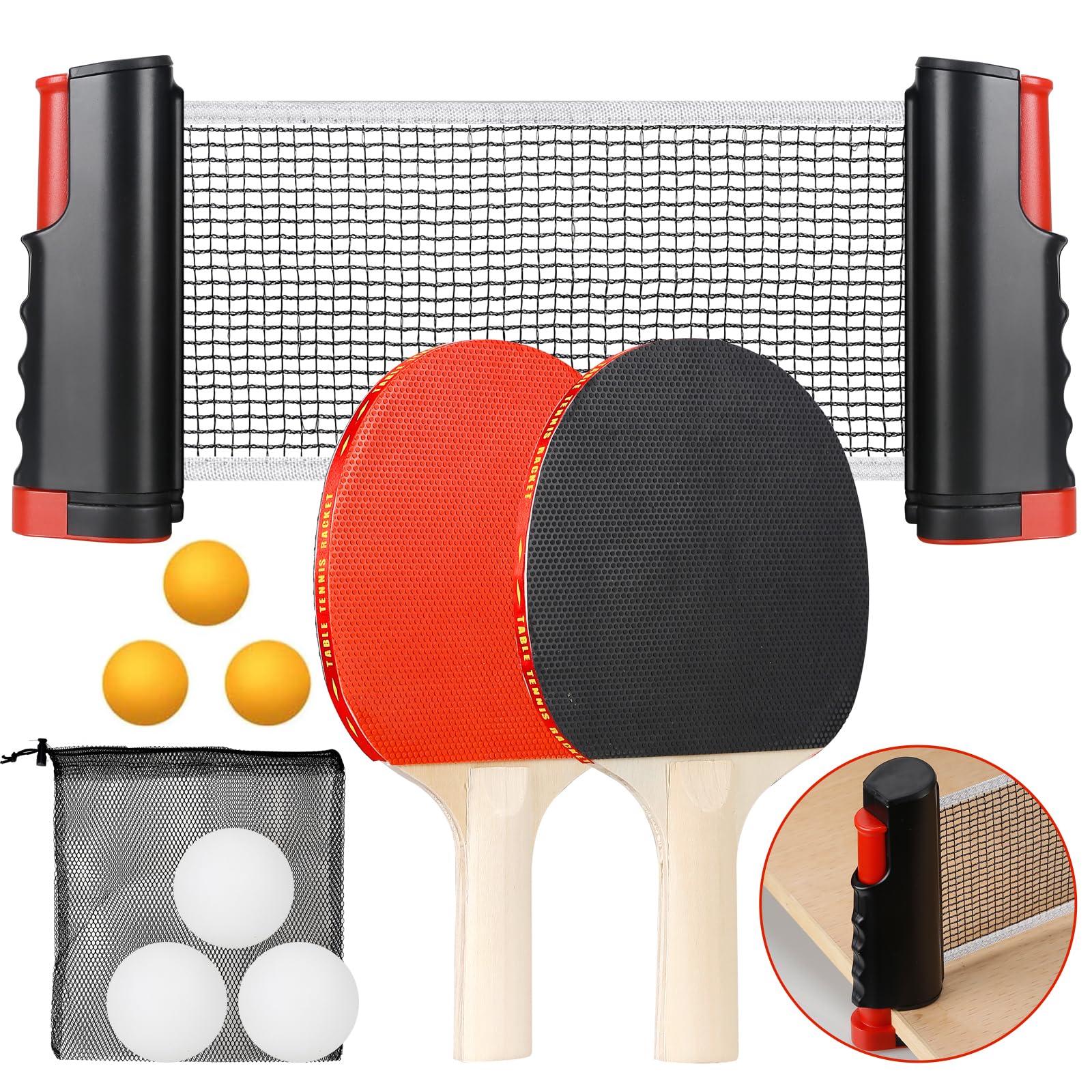 Set Ping Pong Portatile con Rete Regolabile