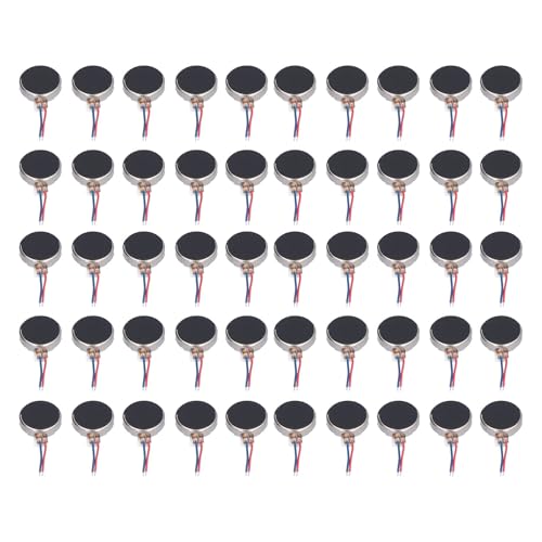 50Pcs Mini Motori a Vibrazione Anti Interferenza 12000 RPM Motori a Vibrazione a Moneta Piatta per Cellulare e Cercapersone DC 3V 10x2.7mm