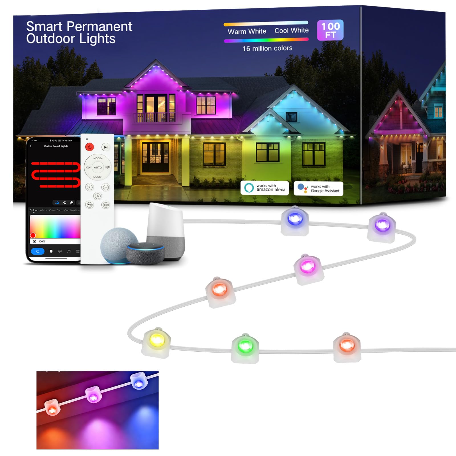 Googo Illuminazione Permanente Esterni 30M 72 LED