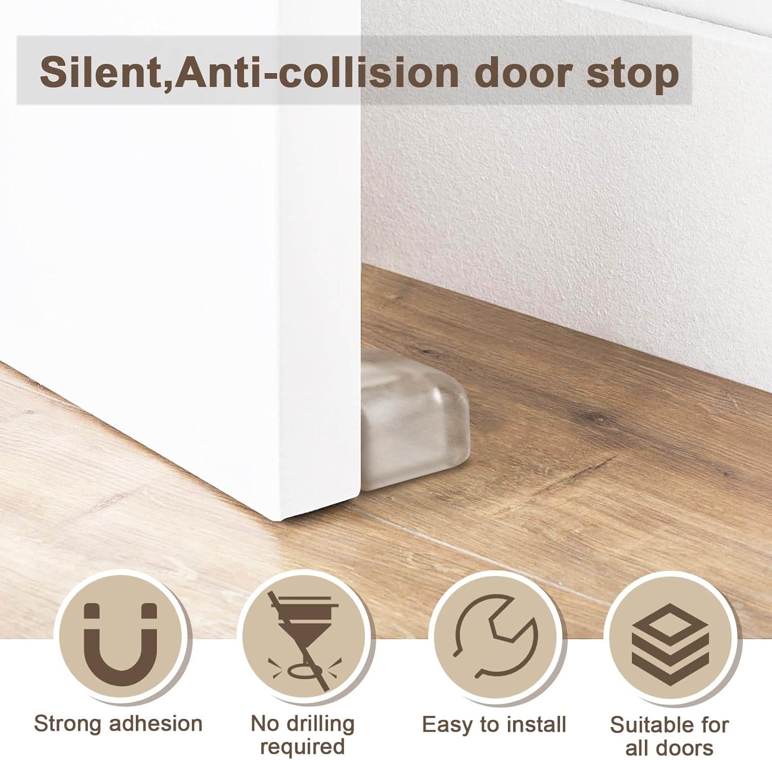 6 Pezzi Fermaporta da Pavimento Adesivi Trasparenti - immagine 2