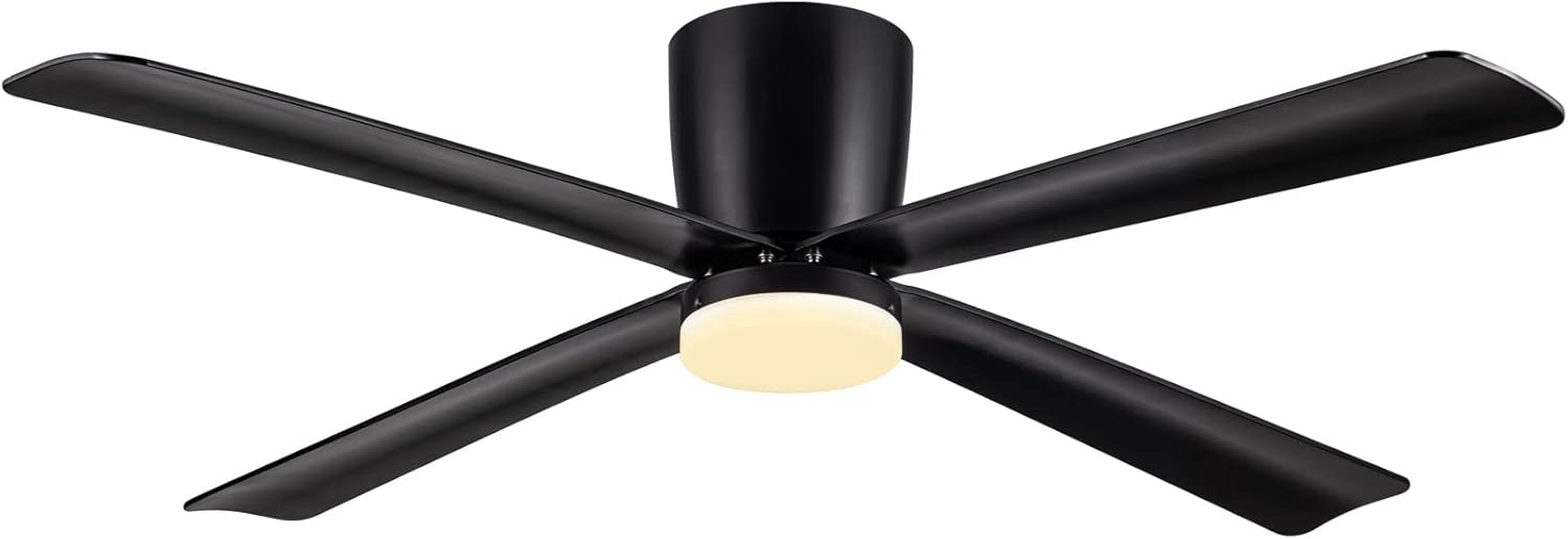 Newday Ventilatore da Soffitto con Lampada LED 122cm, Nero