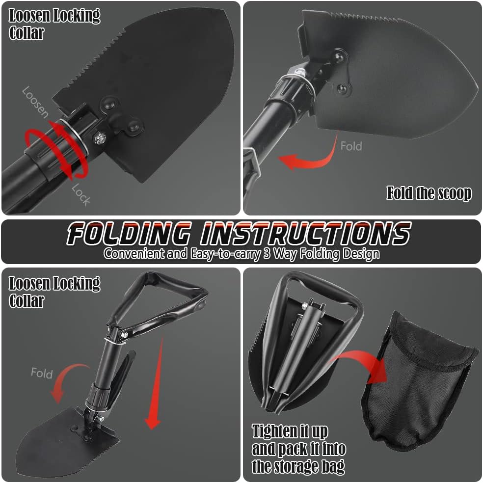 Pala da Scavo Pieghevole 47cm in Acciaio al Carbonio - immagine 6