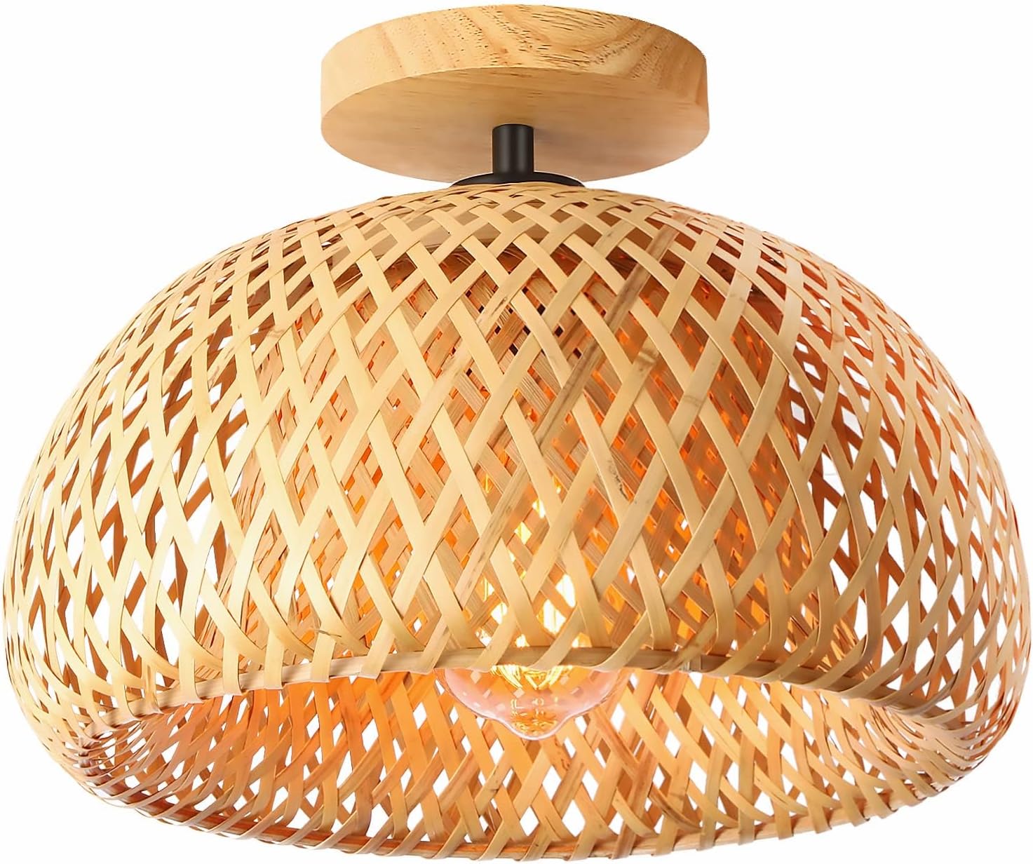 Schindora Luce a Soffitto di Bambù - Stile Boho Rattan