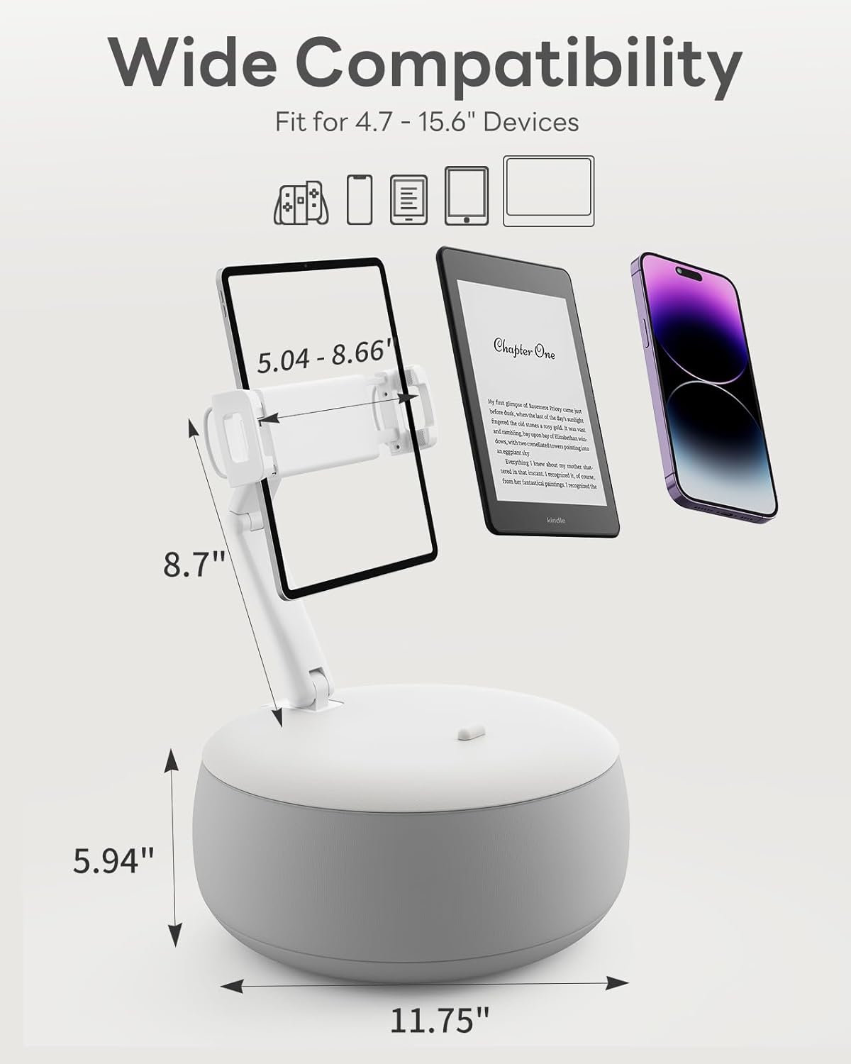 Saiji Cuscino per Tablet e Supporto Telefono, Grigio - immagine 4