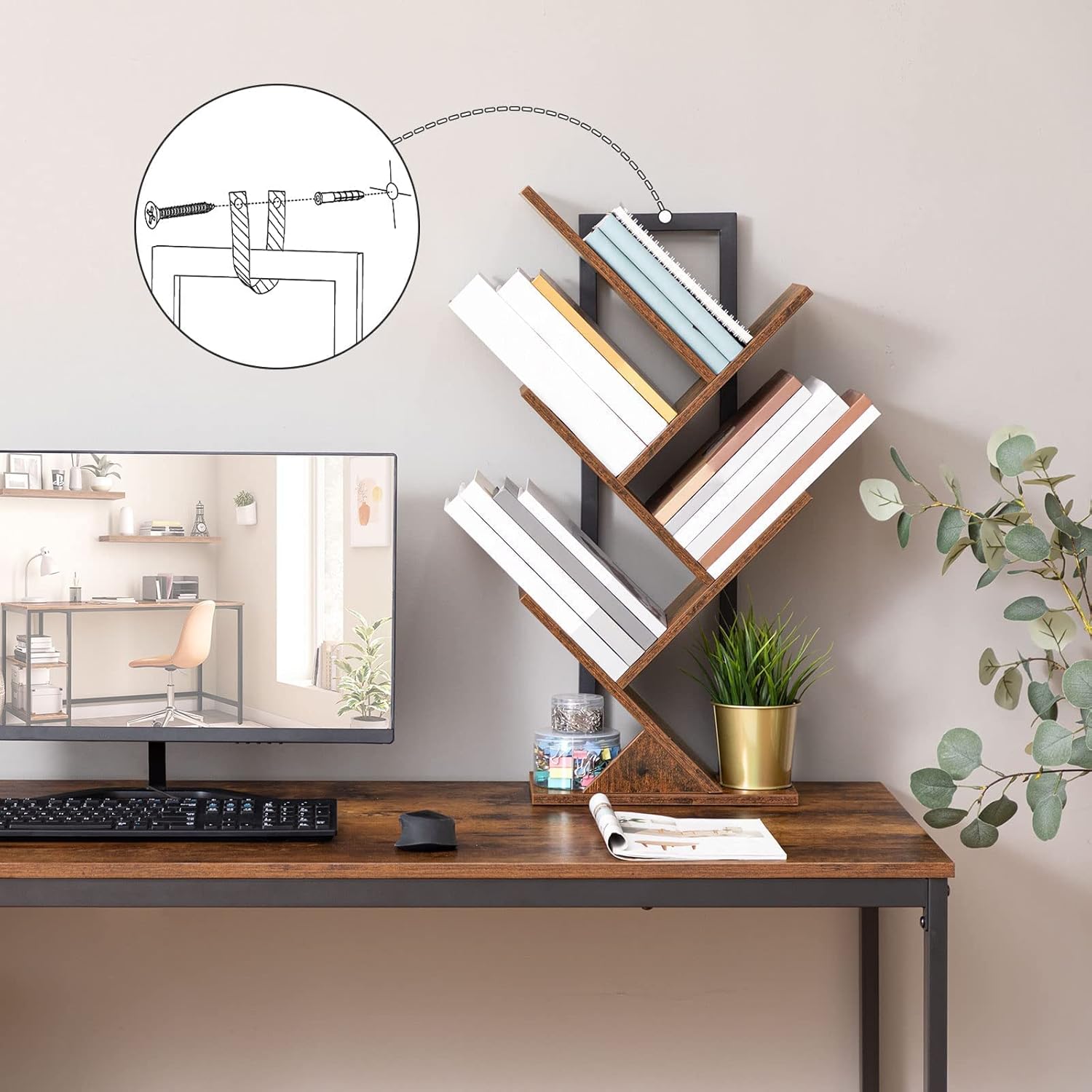 Hoobro Libreria a 4 Ripiani, Struttura Resistente - immagine 5