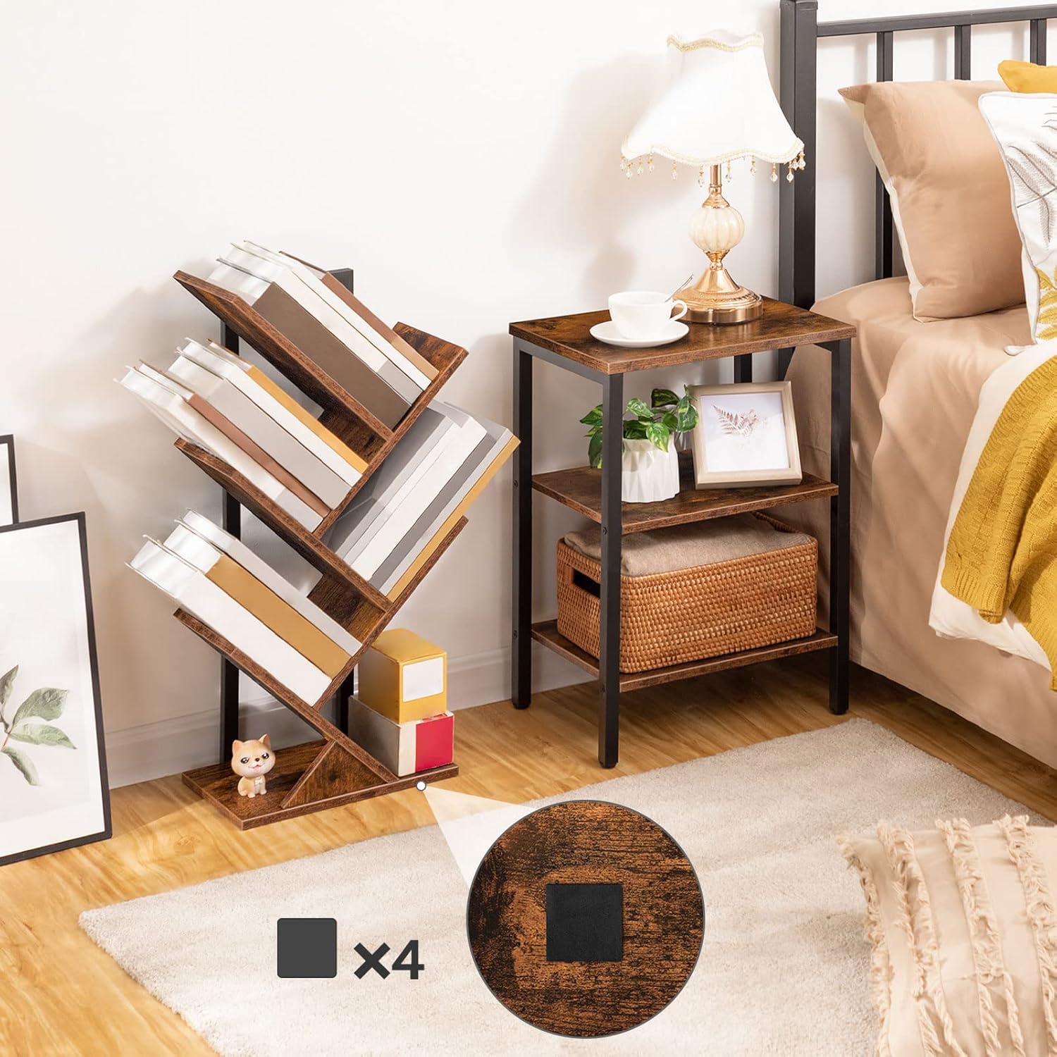 Hoobro Libreria a 4 Ripiani, Struttura Resistente - immagine 7