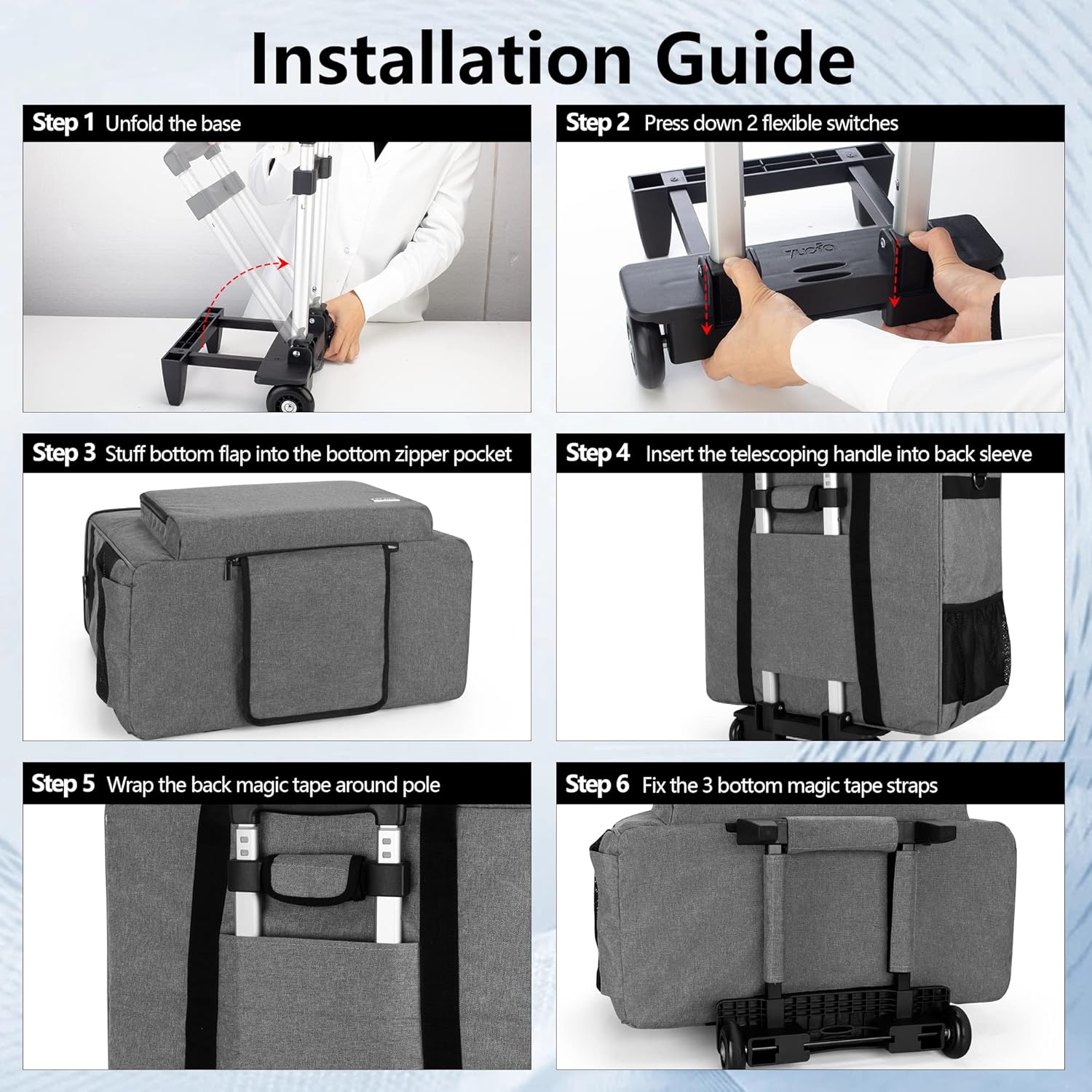 CURMIO Borsa da Viaggio per Computer Desktop, Grigio - immagine 6