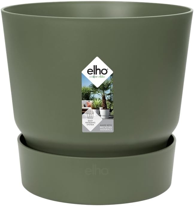 Elho Greenville Round 47 - Vaso per Esterno, Verde