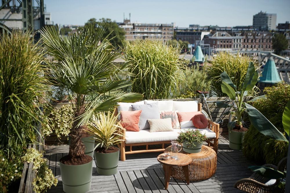 Elho Greenville Round 47 - Vaso per Esterno, Verde - immagine 7