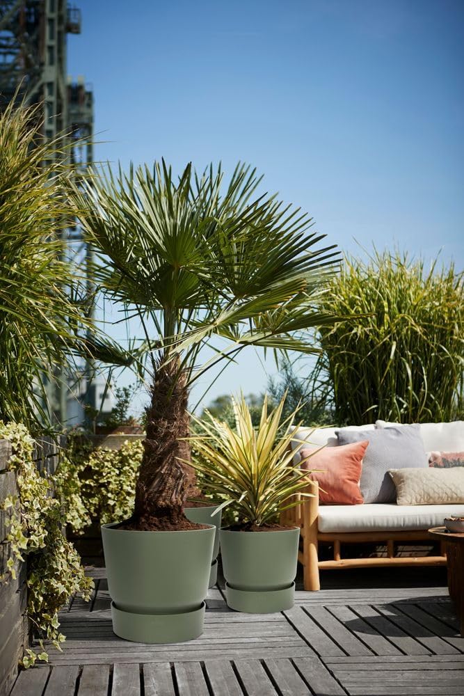 Elho Greenville Round 47 - Vaso per Esterno, Verde - immagine 8