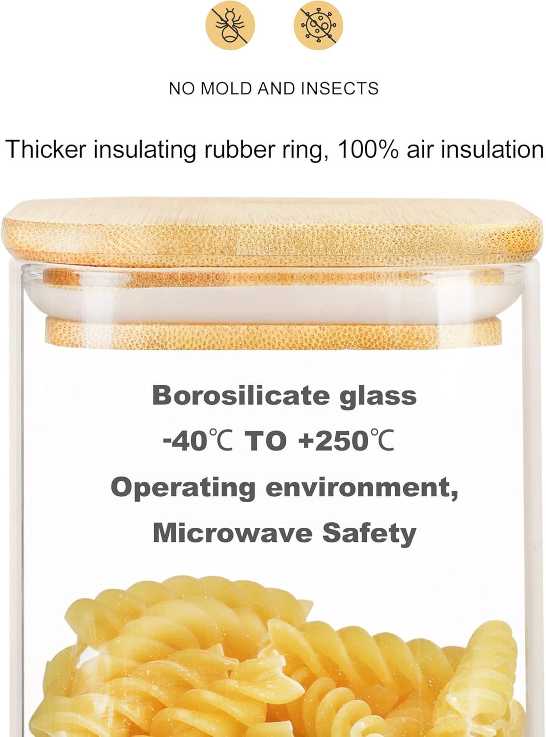 Libwys Set 12 Barattoli Rettangolari con Coperchio Bambù - immagine 5