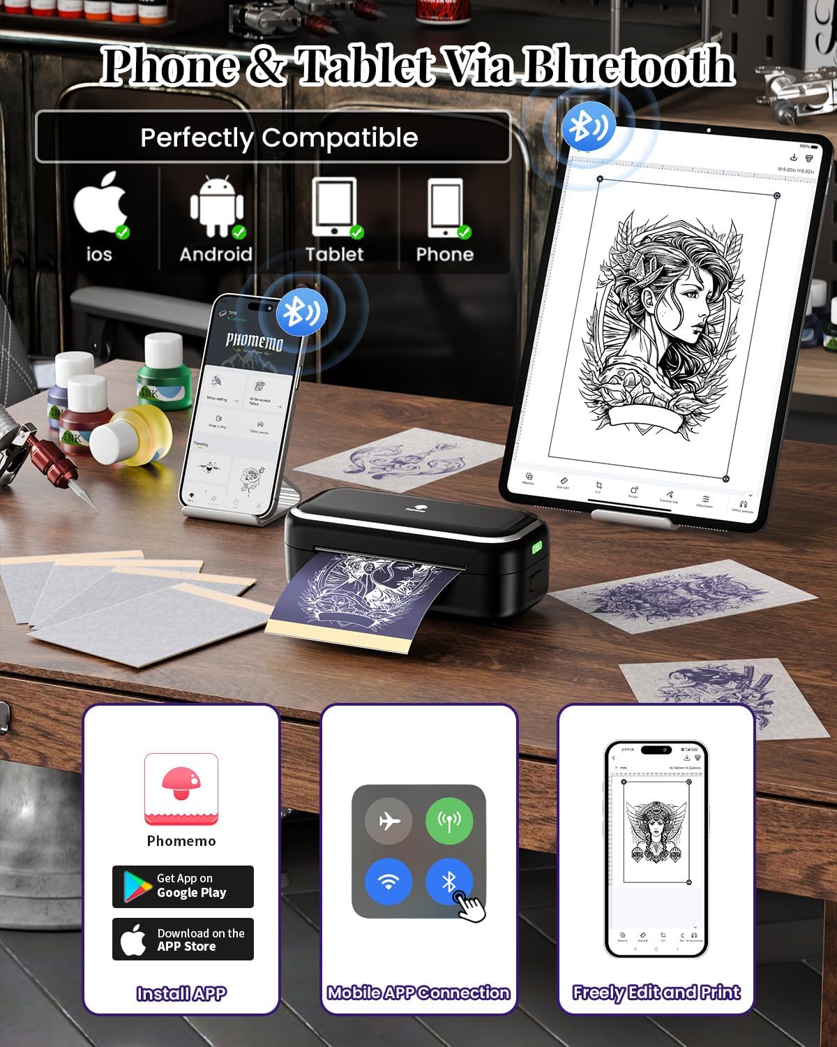 Phomemo TP31 - Stampante Stencil Tattoo Bluetooth - immagine 5