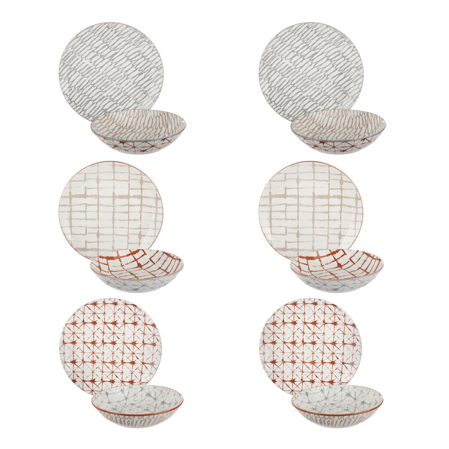 Set di 12 piatti in porcellana con decorazioni New Soho