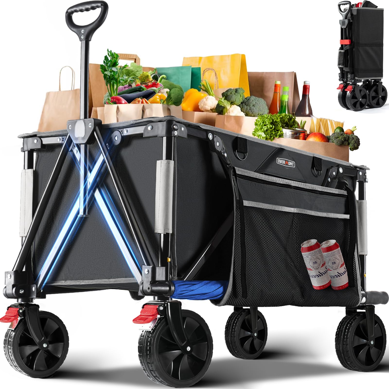 Overmont Carrello da Giardino Pieghevole 150L 150KG