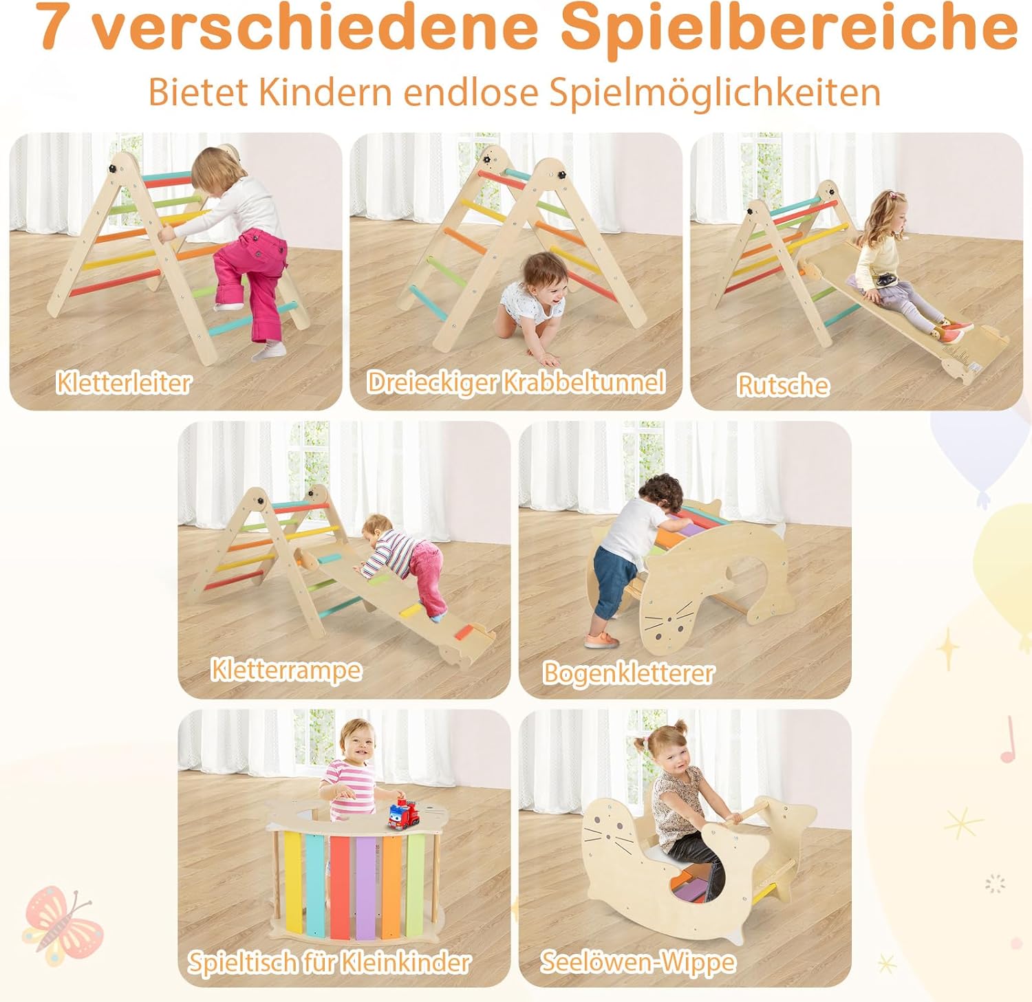 Costway Triangolo da arrampicata 7 in 1 con scivolo - immagine 3