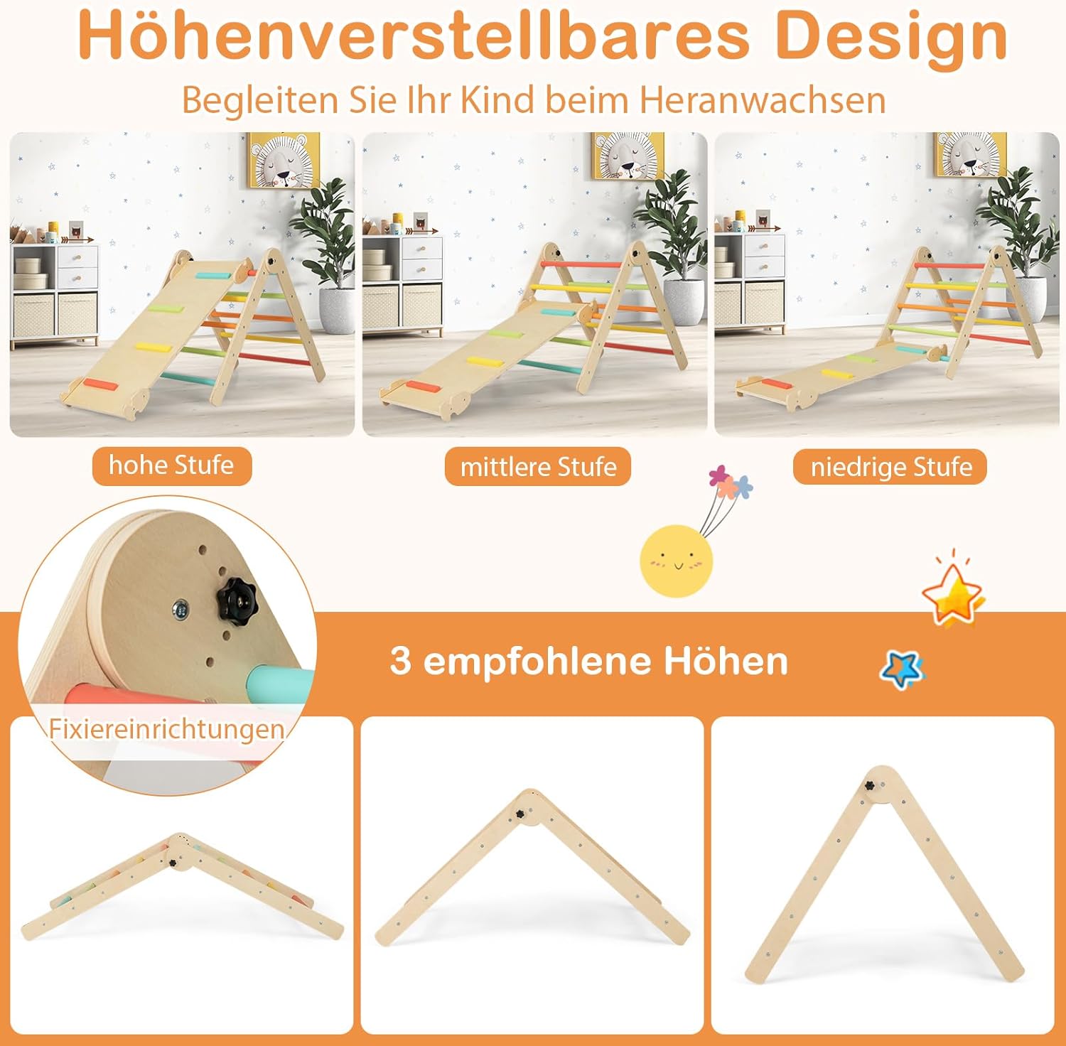 Costway Triangolo da arrampicata 7 in 1 con scivolo - immagine 5