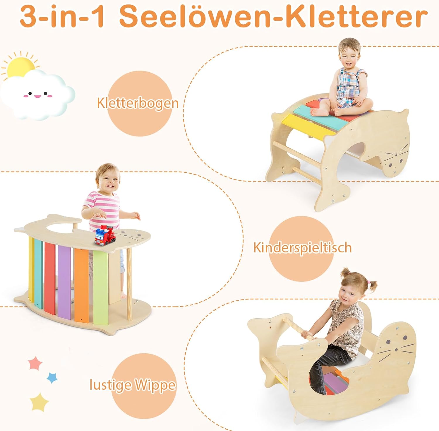 Costway Triangolo da arrampicata 7 in 1 con scivolo - immagine 6