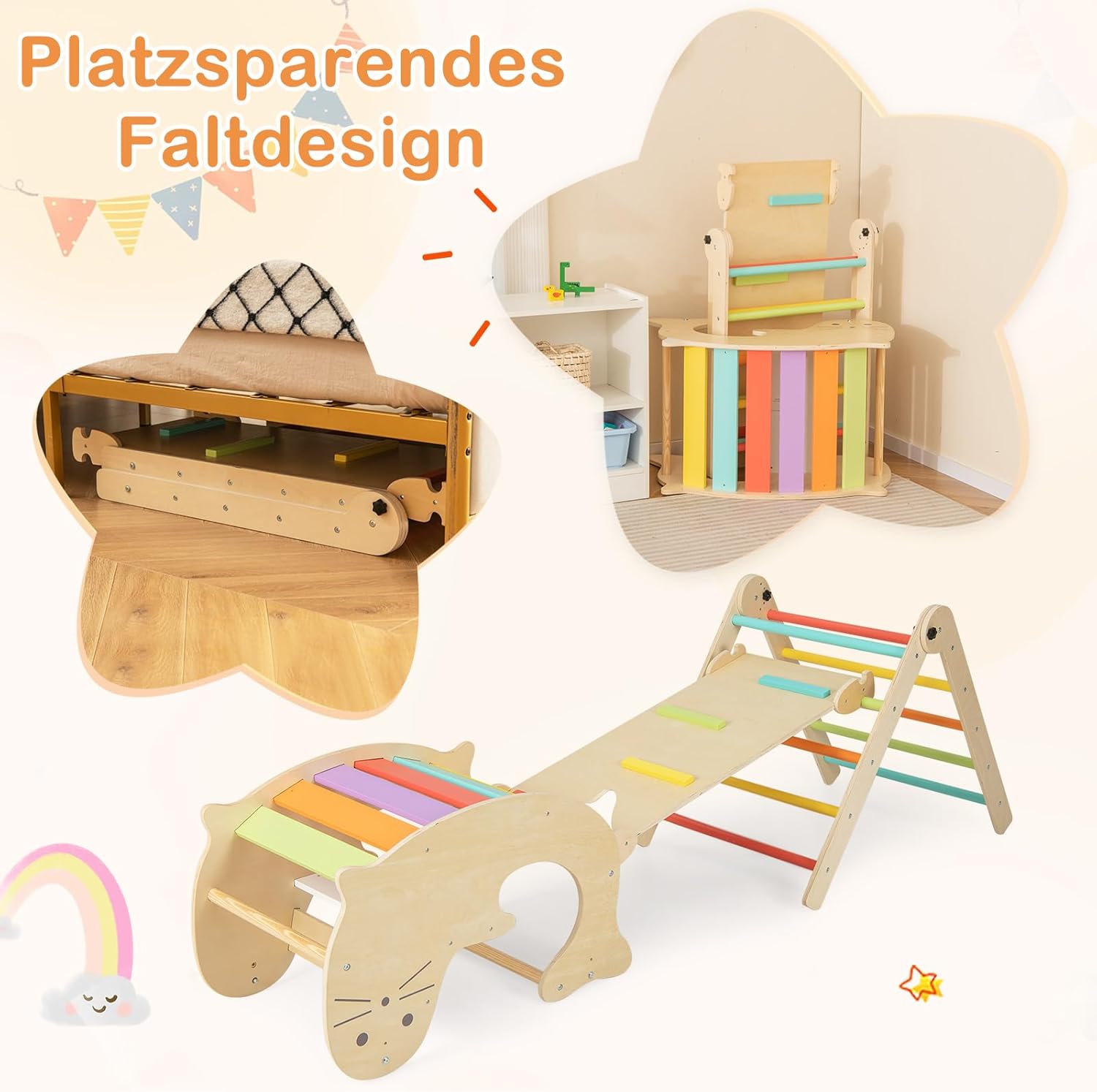 Costway Triangolo da arrampicata 7 in 1 con scivolo - immagine 7