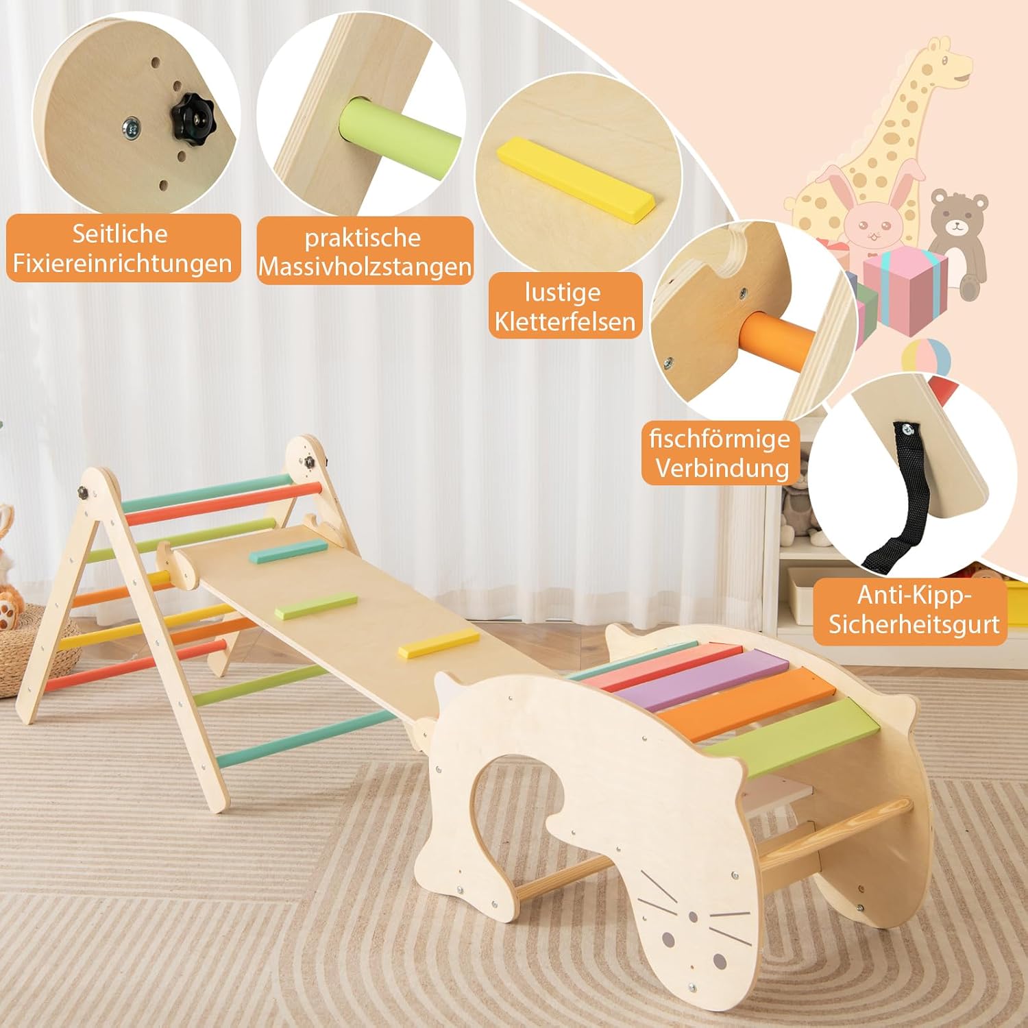 Costway Triangolo da arrampicata 7 in 1 con scivolo - immagine 8