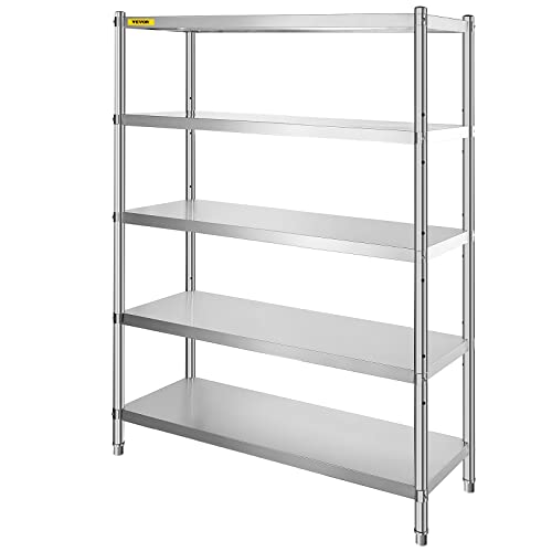 Vevor Scaffalatura in Acciaio Inox 122x47cm, 5 Ripiani