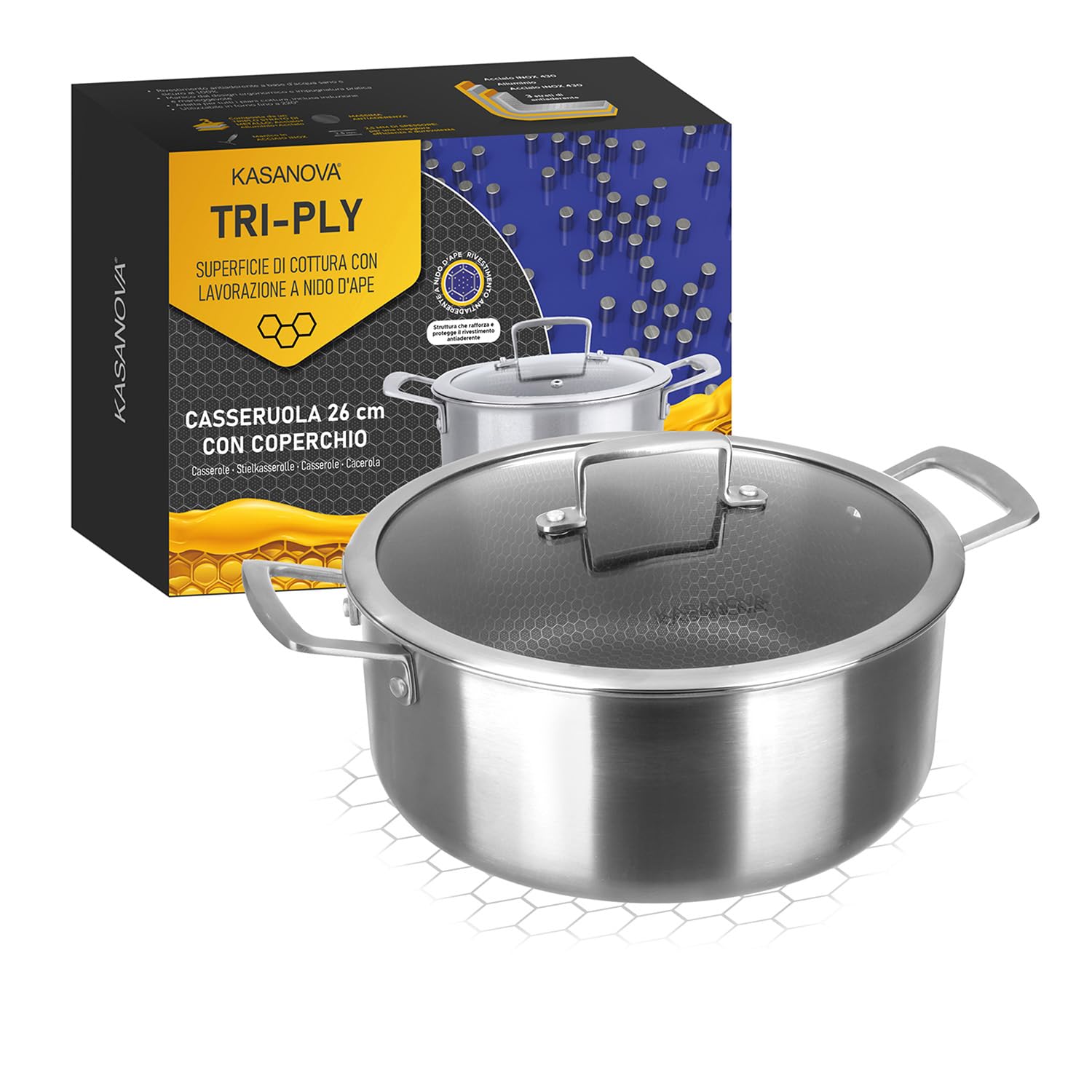 Kasanova Casseruola Antiaderente Nido d'Ape 26cm