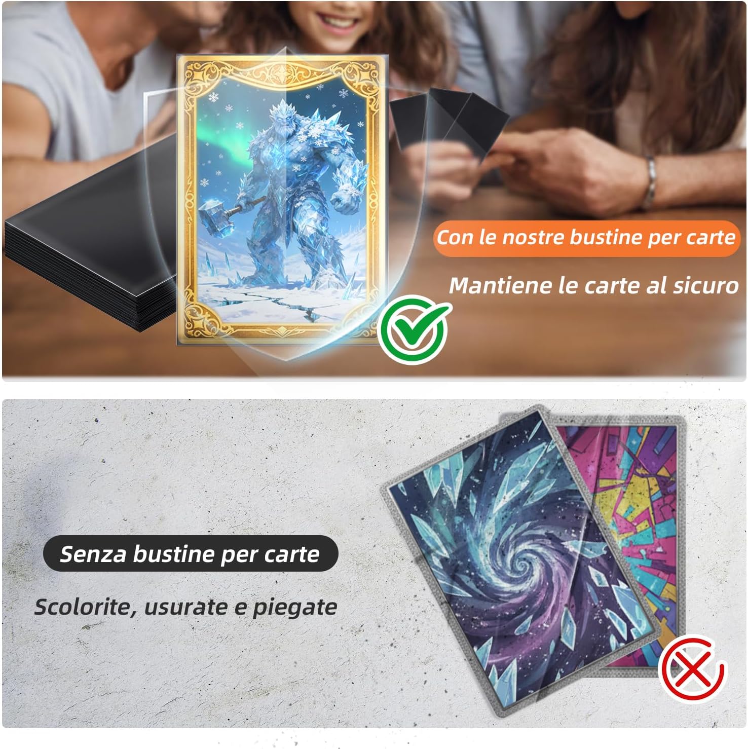 Mcbazel 100 Pezzi Soft Card Sleeves Bustine Protettive Custodie Protettive 66 * 91mm per YuGiOh, Pokemon, Ultimate Guard, MTG - immagine 9