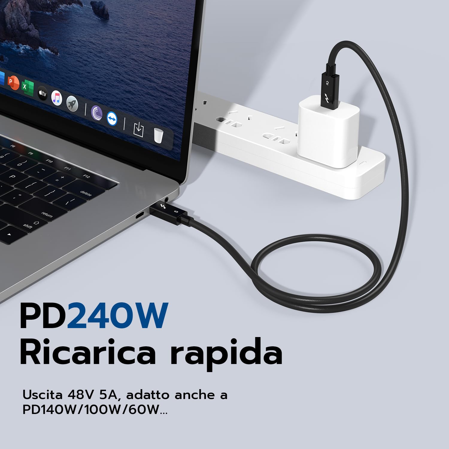 Mcbazel Cavo Thunderbolt 5 80Gbps 240W, 1M - immagine 4