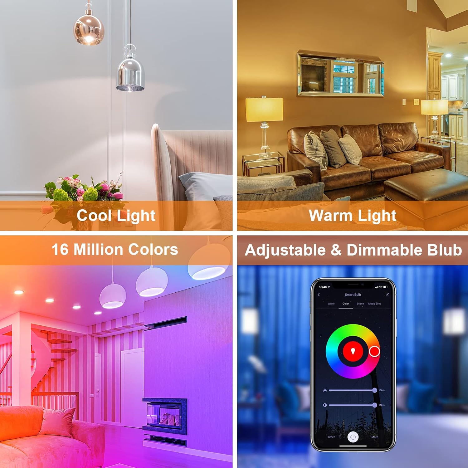 Antela Lampadina Alexa E14 Smart LED G45 RGB 4.5W (8Pezzi) - immagine 3