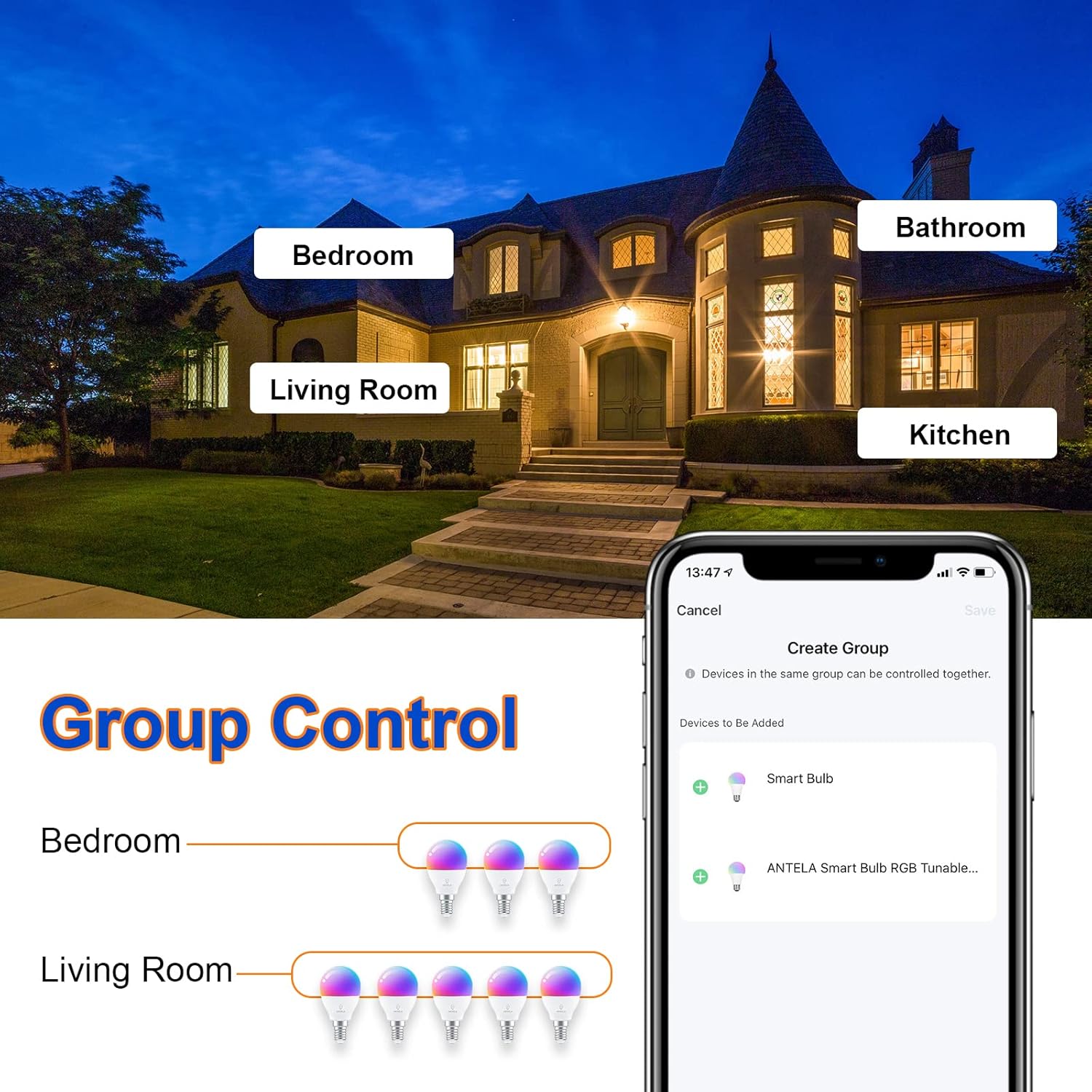 Antela Lampadina Alexa E14 Smart LED G45 RGB 4.5W (8Pezzi) - immagine 5