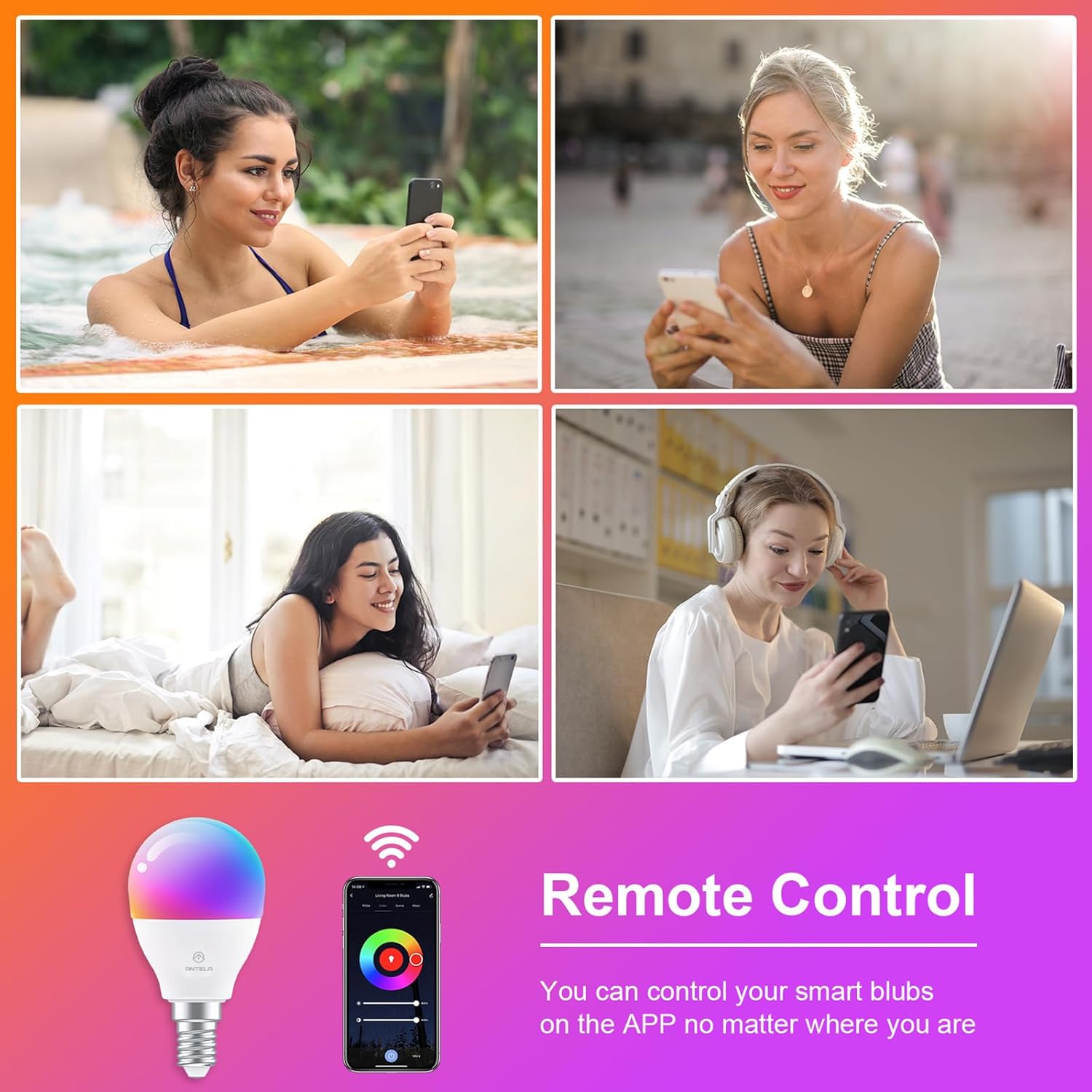 Antela Lampadina Alexa E14 Smart LED G45 RGB 4.5W (8Pezzi) - immagine 8