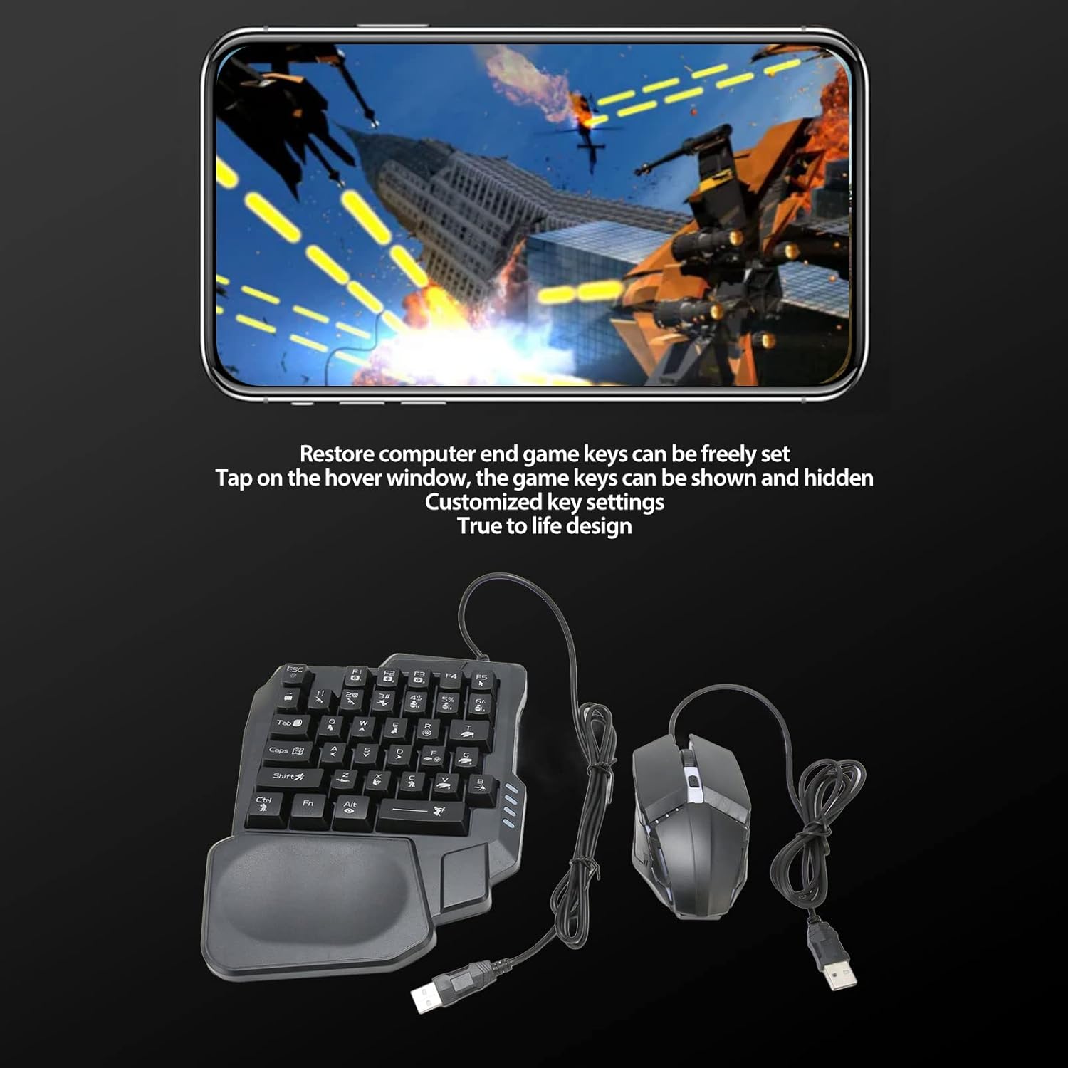 Combo Tastiera e Mouse da Gioco a Mezza Mano 4 in 1 - immagine 5