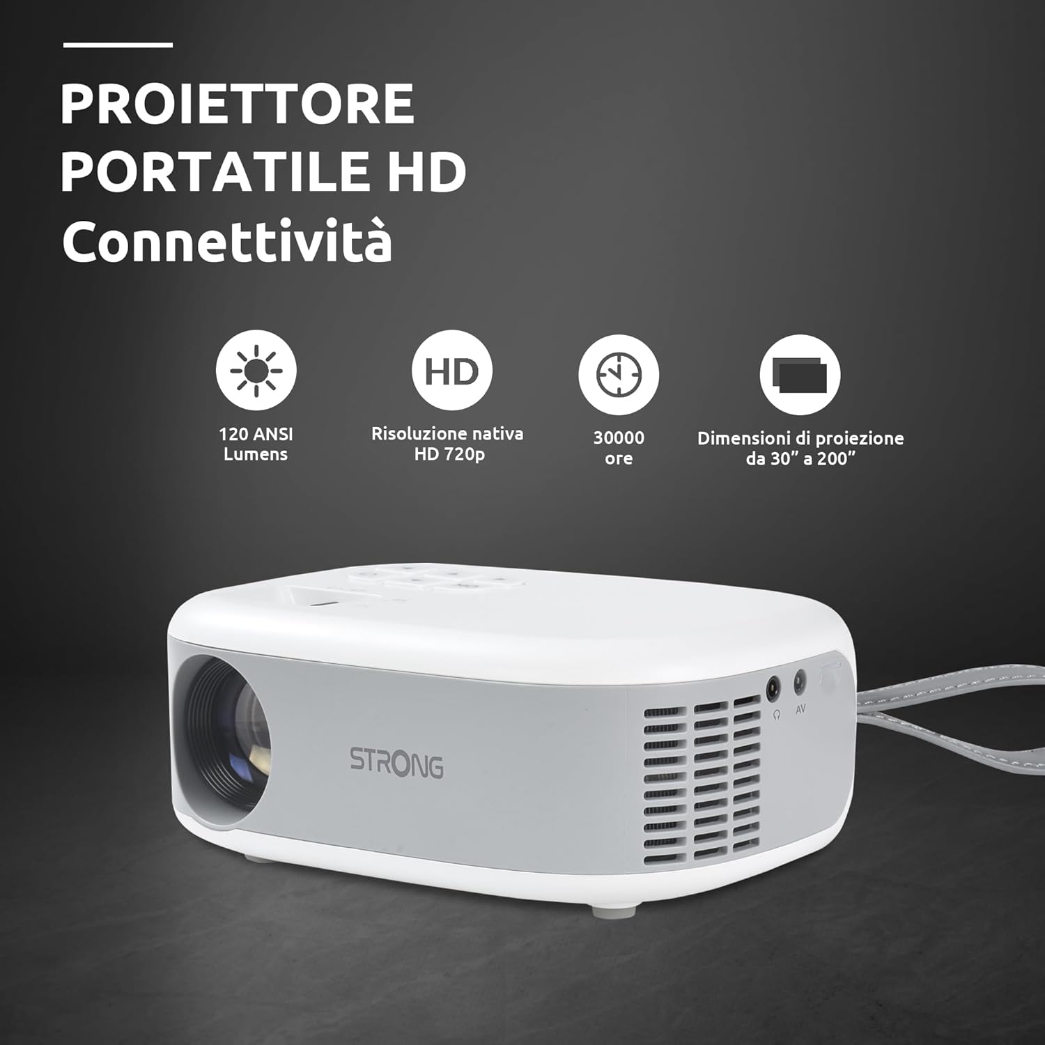 Strong Mini Proiettore N1 HD 720p, Bianco - immagine 2