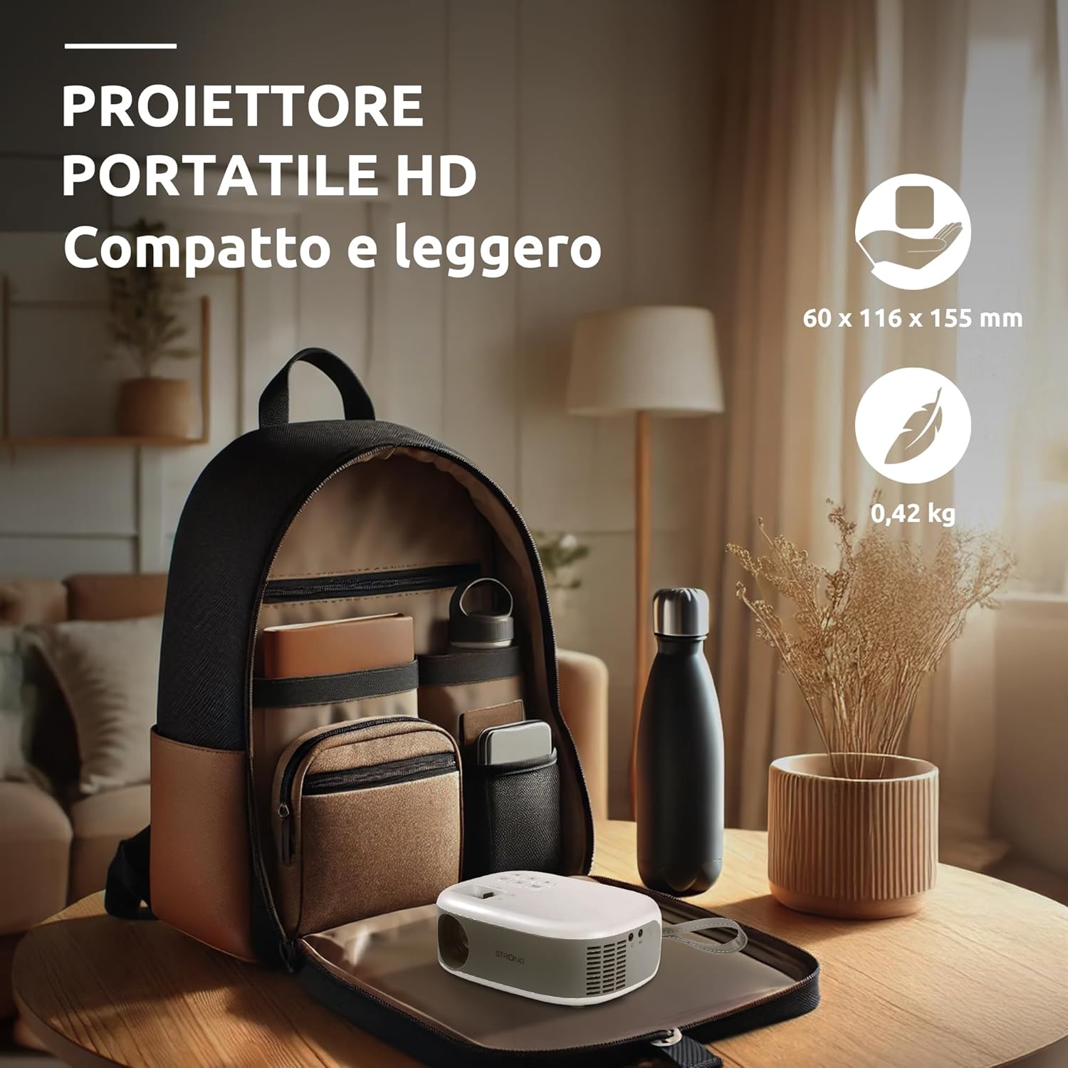 Strong Mini Proiettore N1 HD 720p, Bianco - immagine 3