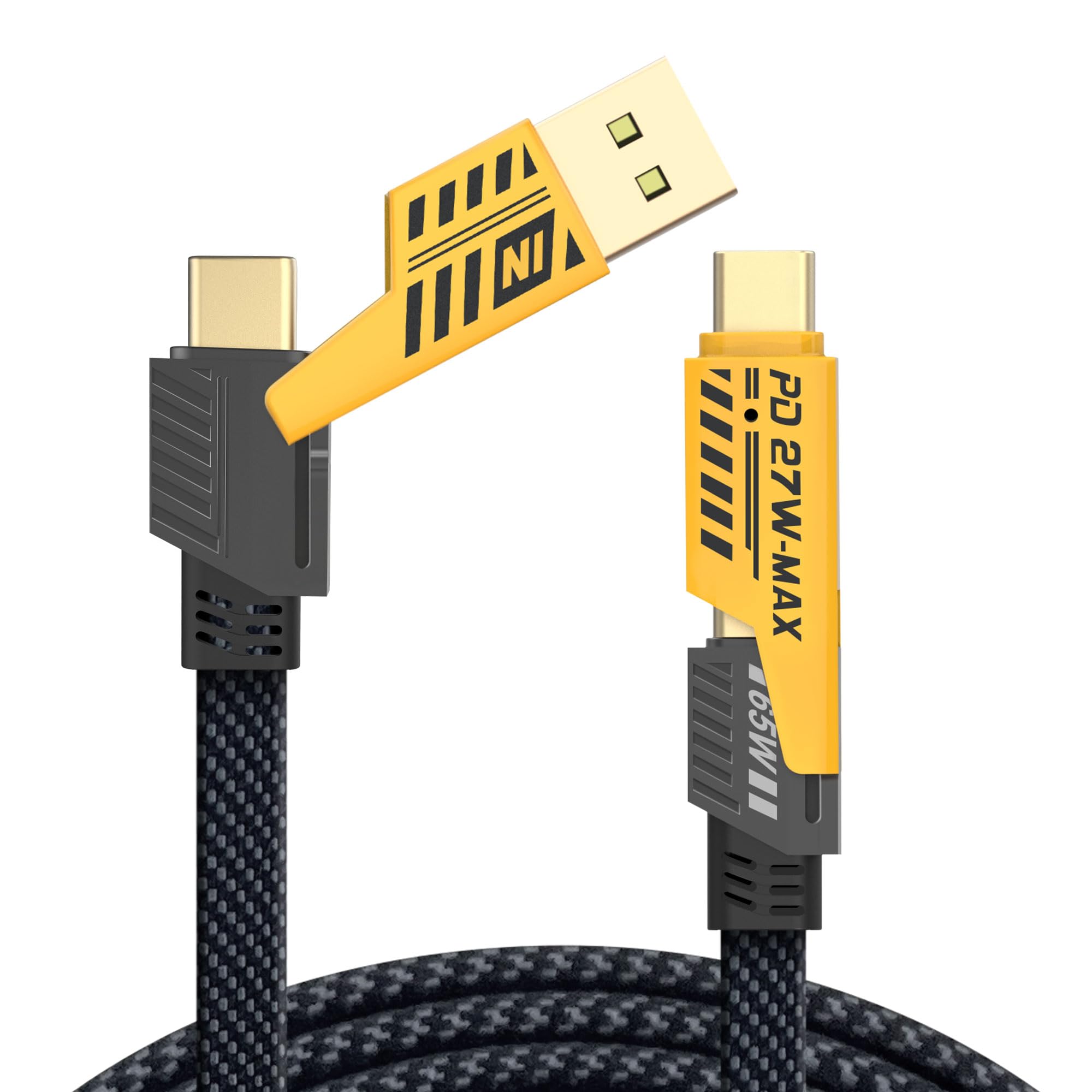 YISH Multi Cavo di Ricarica 4 in 1：Multiplo Cavo USB Type-C 1.8M Ricarica Rapida Filo USB A/USB Tipo C a 65W USB C+ 27W PD Nylon Intrecciato Cavetto Compatibile con iPhone 17 16 15 14 Samsung S25 S24