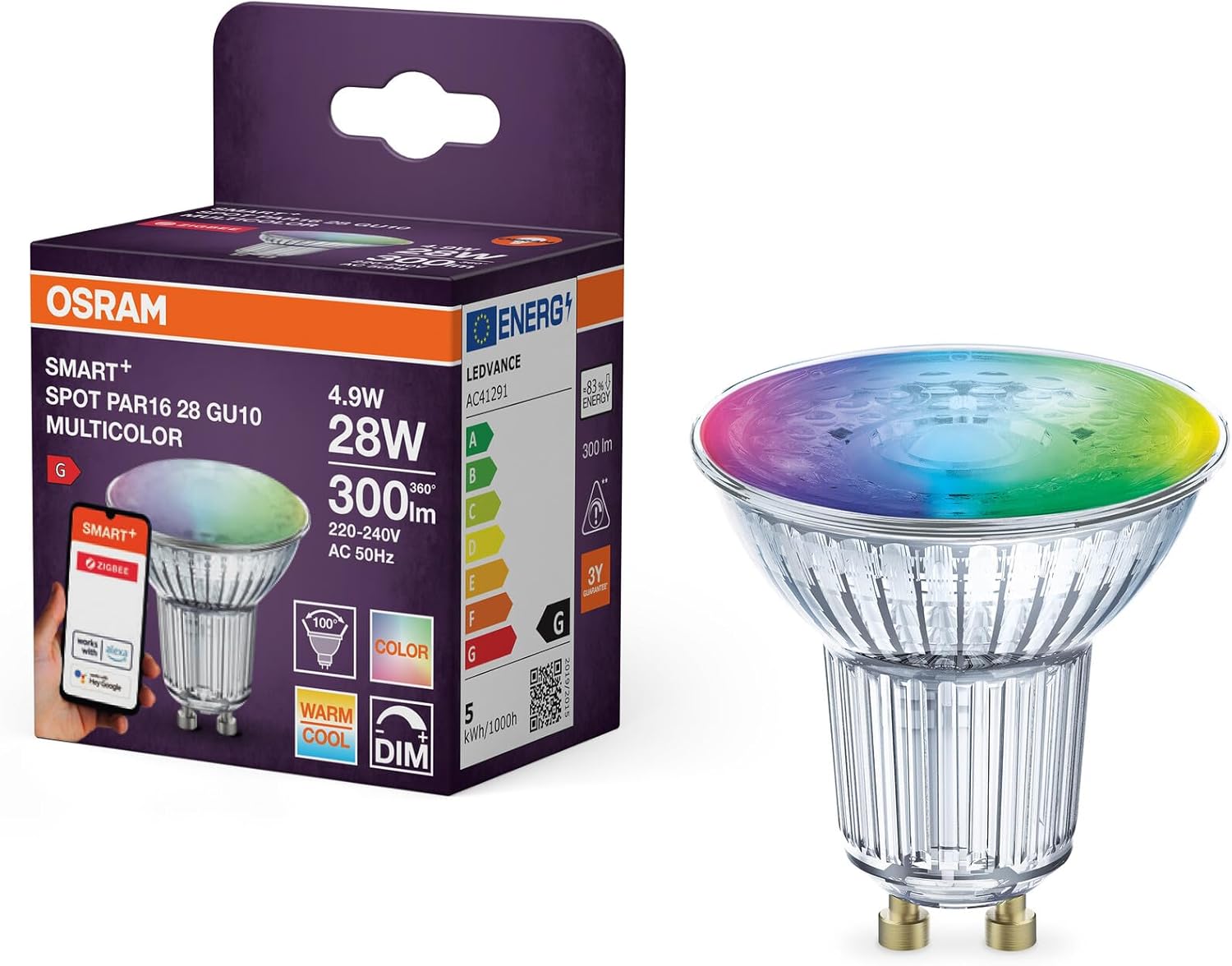 Osram SMART LED Spot PAR16 GU10 4,9W RGBW