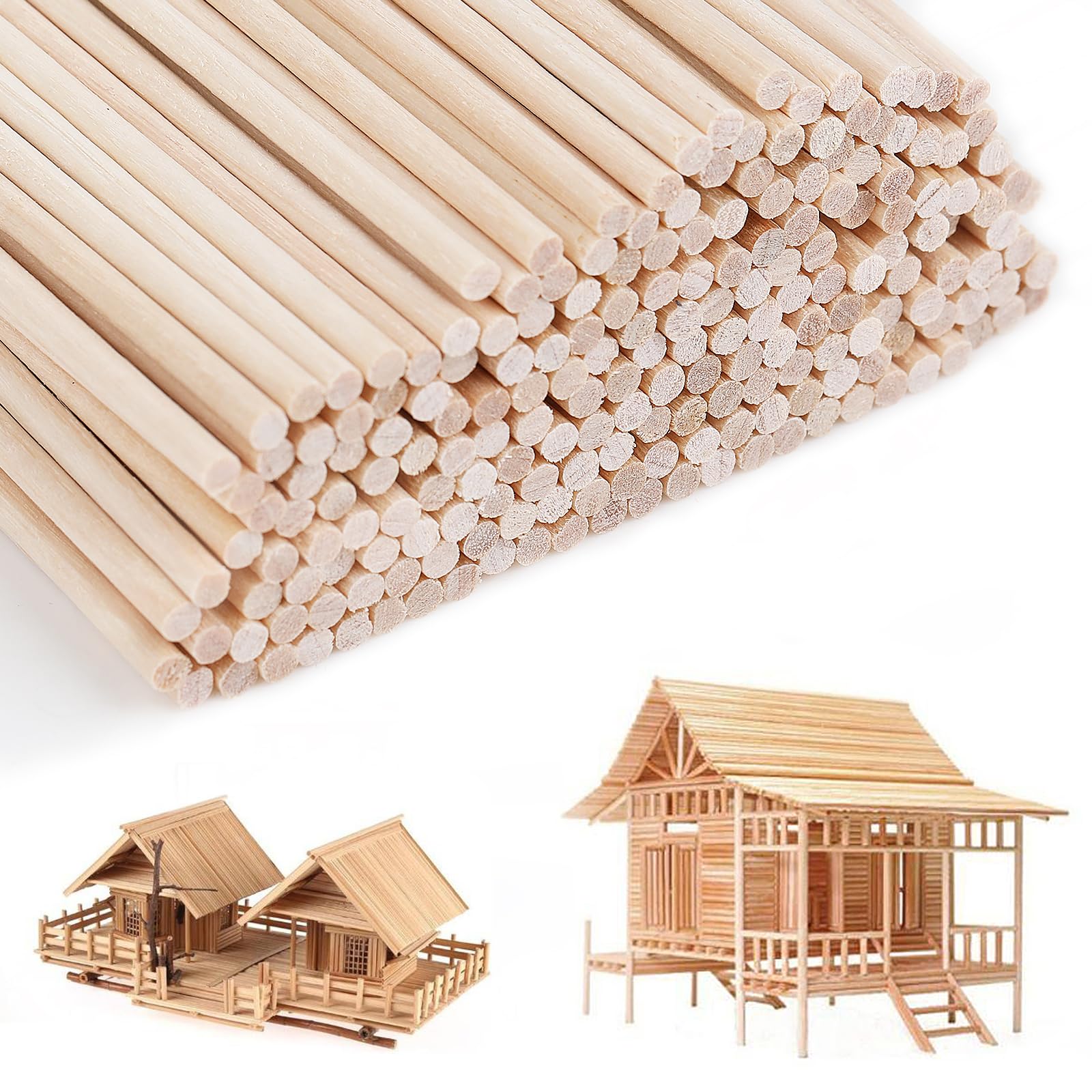 Bastoncini Zucchero Filato in Legno 300mm x 3mm, 200 pezzi