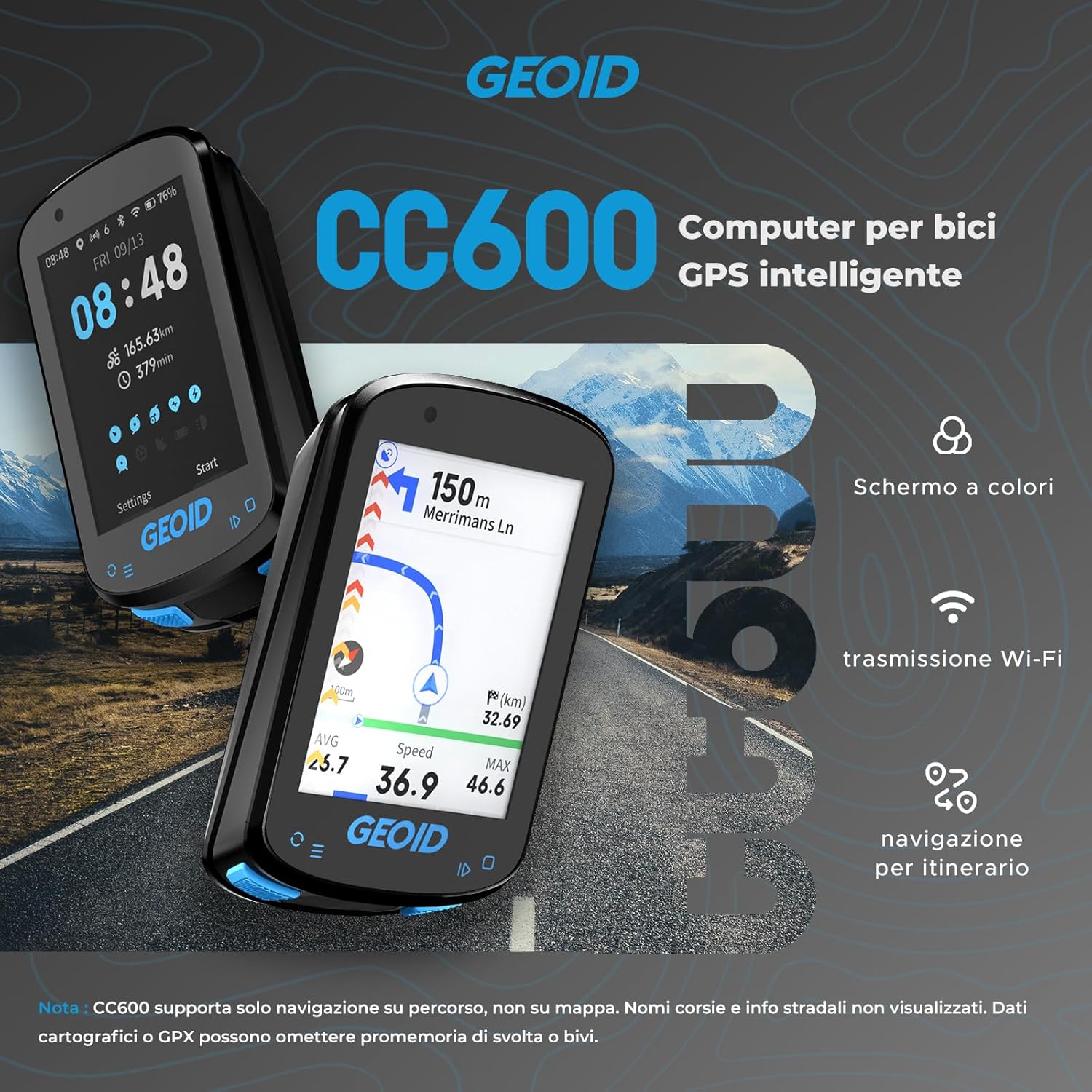 Geoid CC600 Ciclocomputer Bici GPS 2,4" Colori - immagine 3