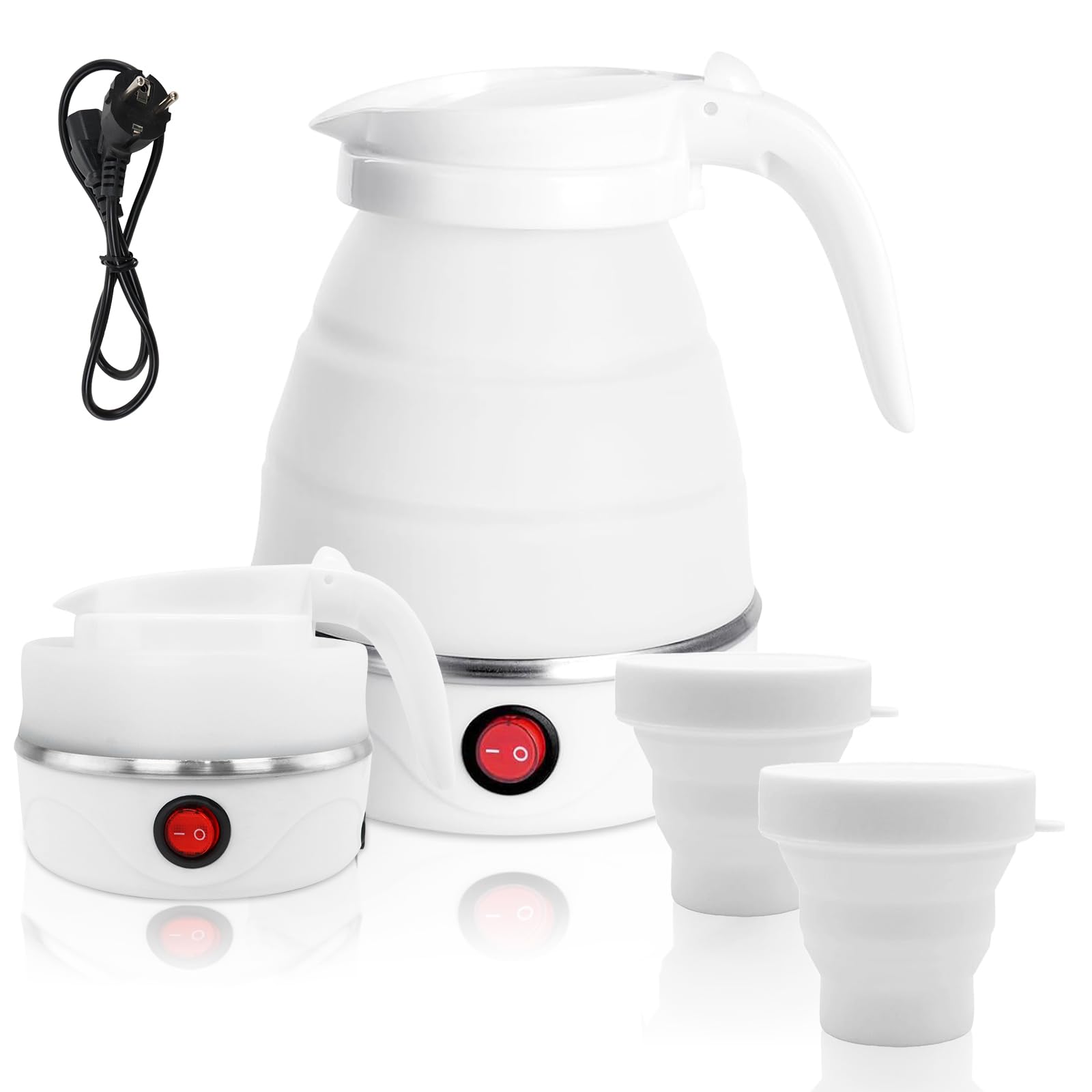 Bollitore Pieghevole da Viaggio 0,6L, Bianco