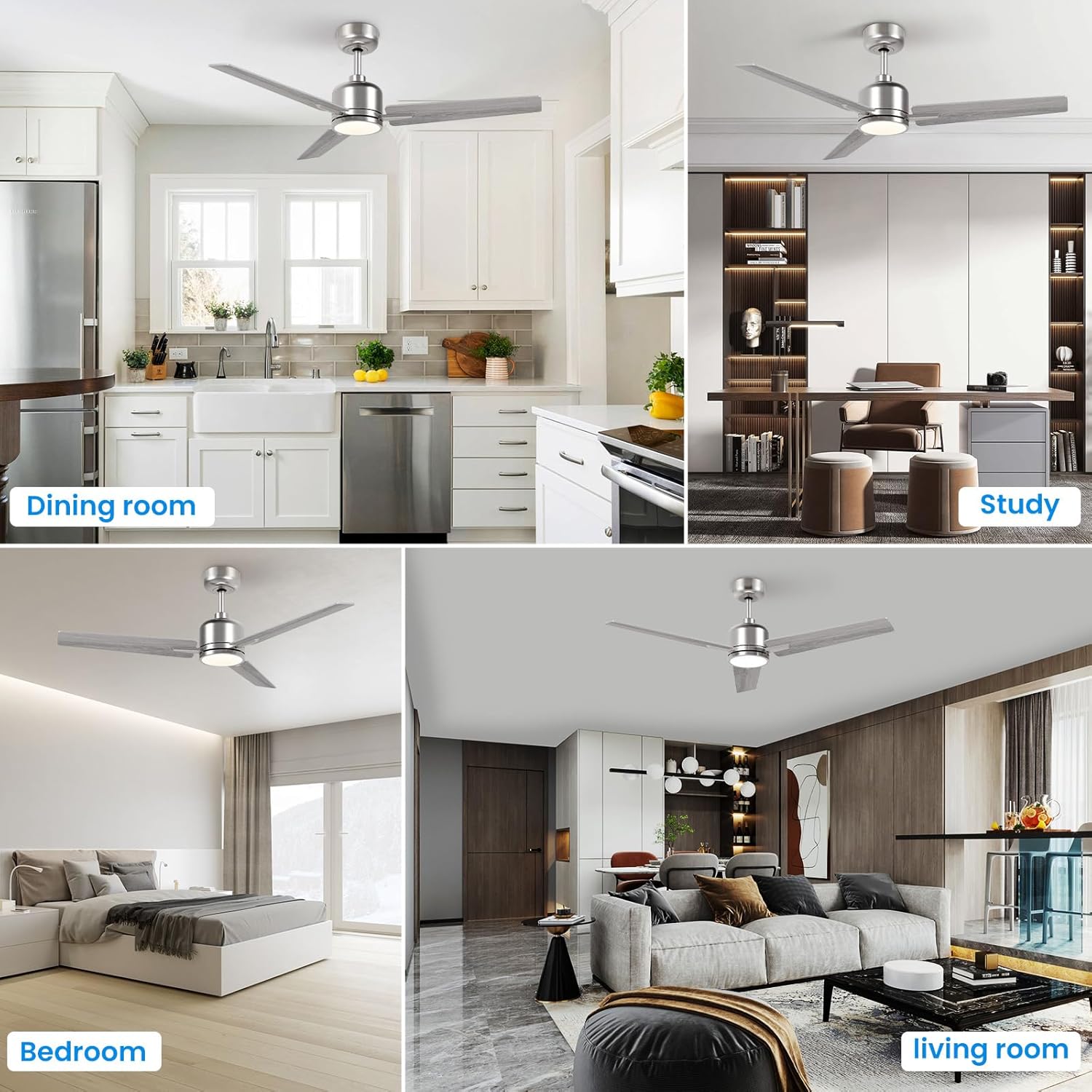 Newday Ventilatore da Soffitto 107cm Argento e Legno - immagine 2