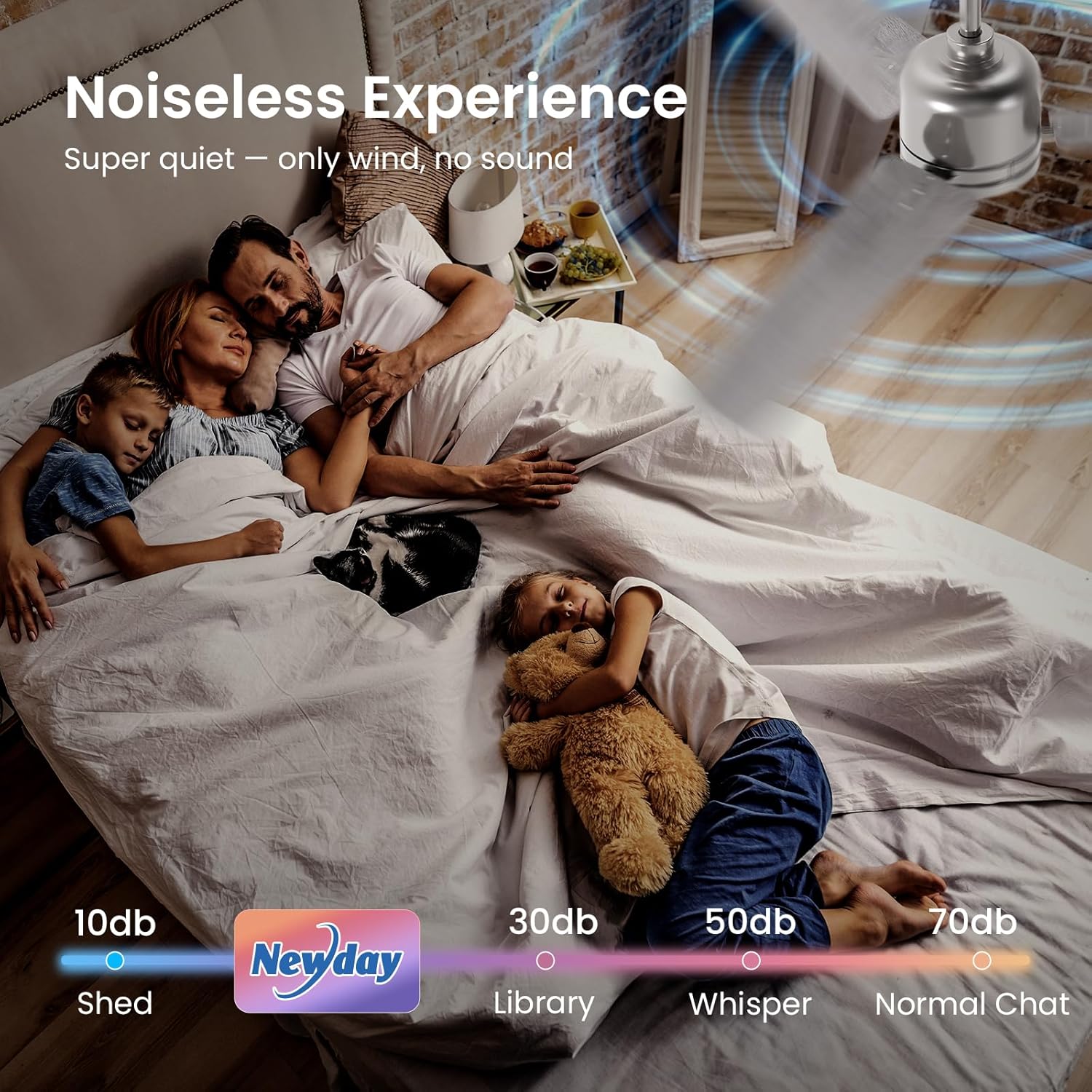 Newday Ventilatore da Soffitto 107cm Argento e Legno - immagine 6