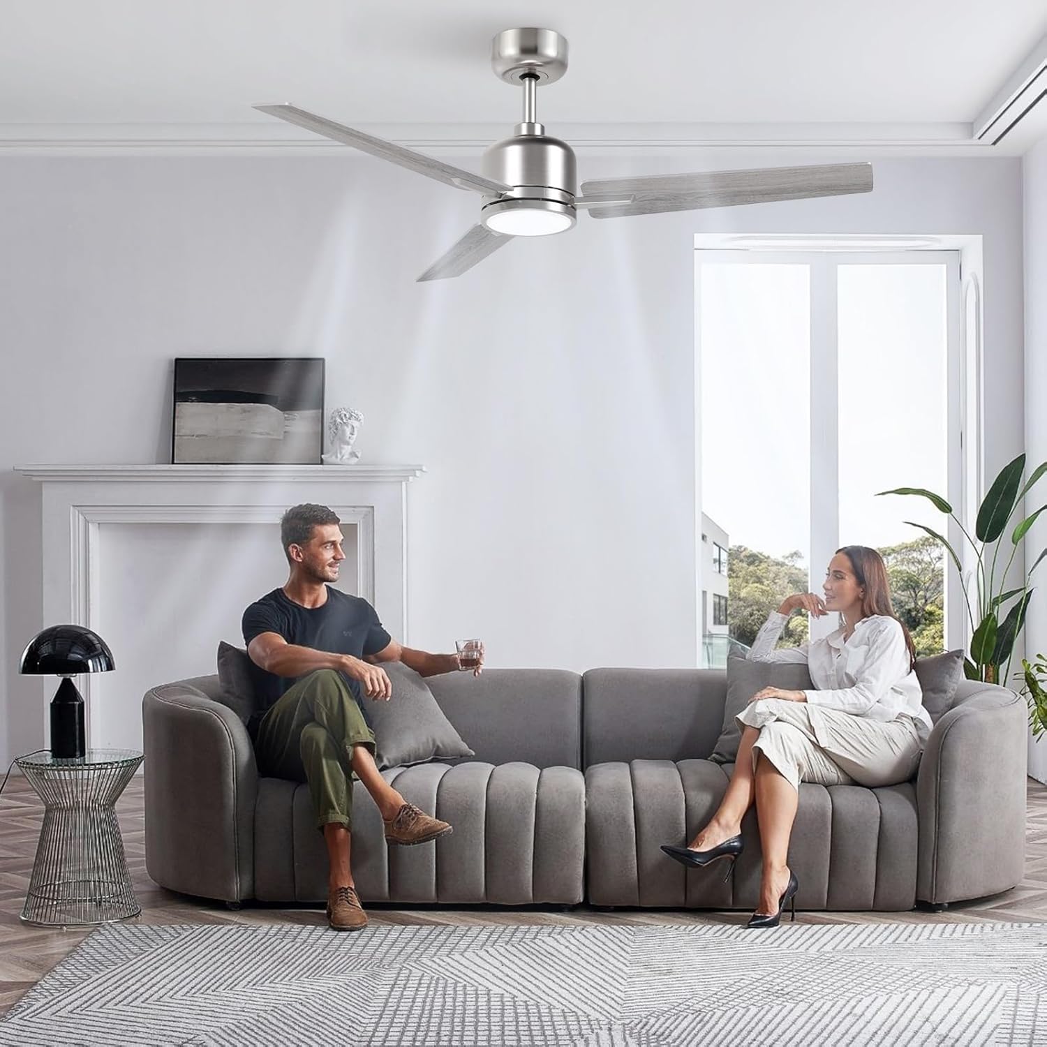 Newday Ventilatore da Soffitto 107cm Argento e Legno - immagine 8